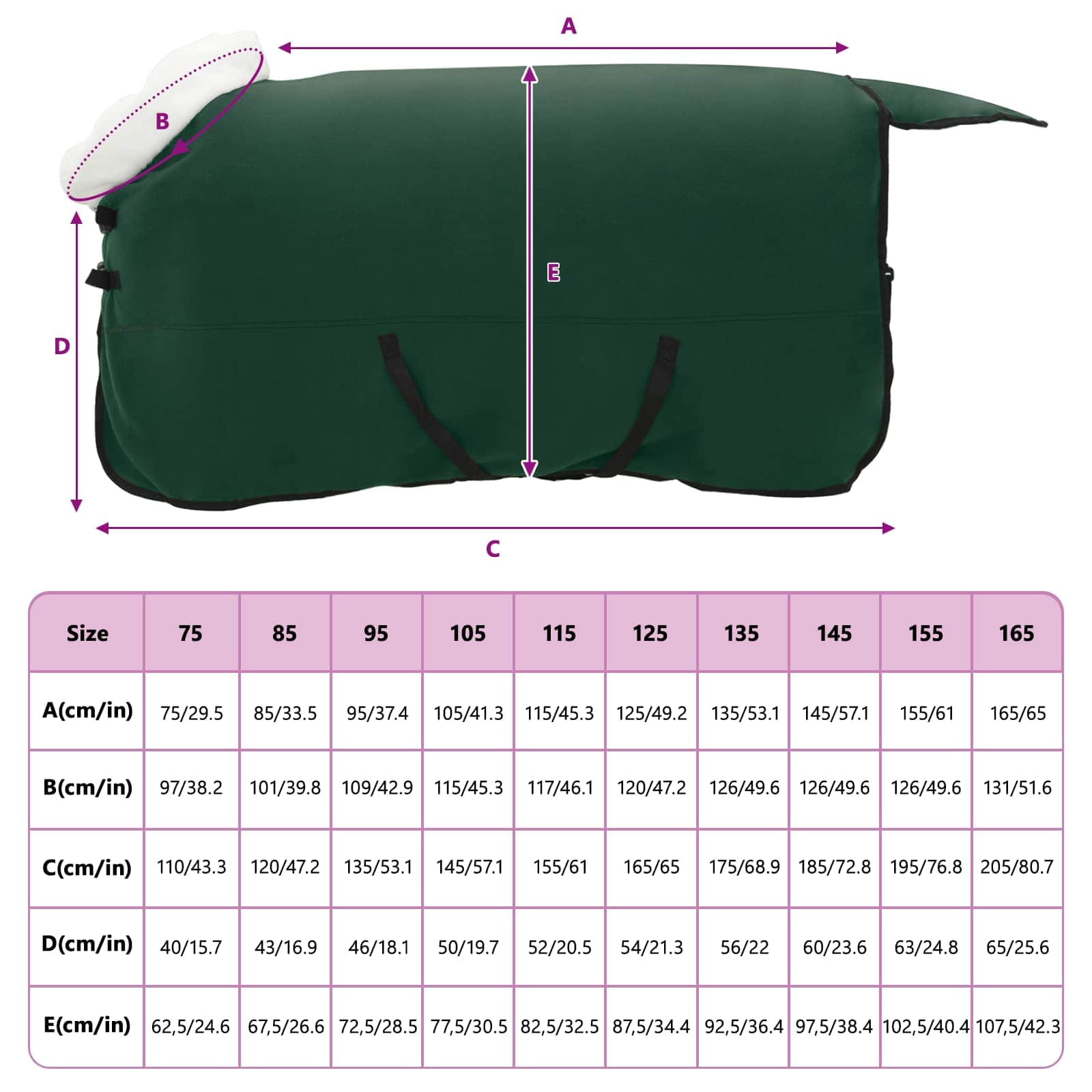 Pferdedecke Dunkelgrün 165 cm Polarfleece