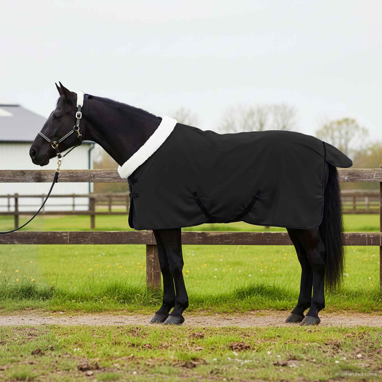 Pferdedecke Schwarz 75 cm Polarfleece