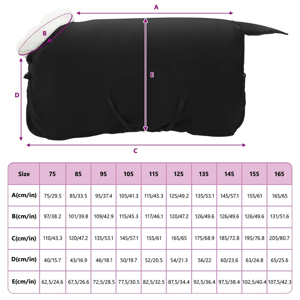 Pferdedecke Schwarz 75 cm Polarfleece