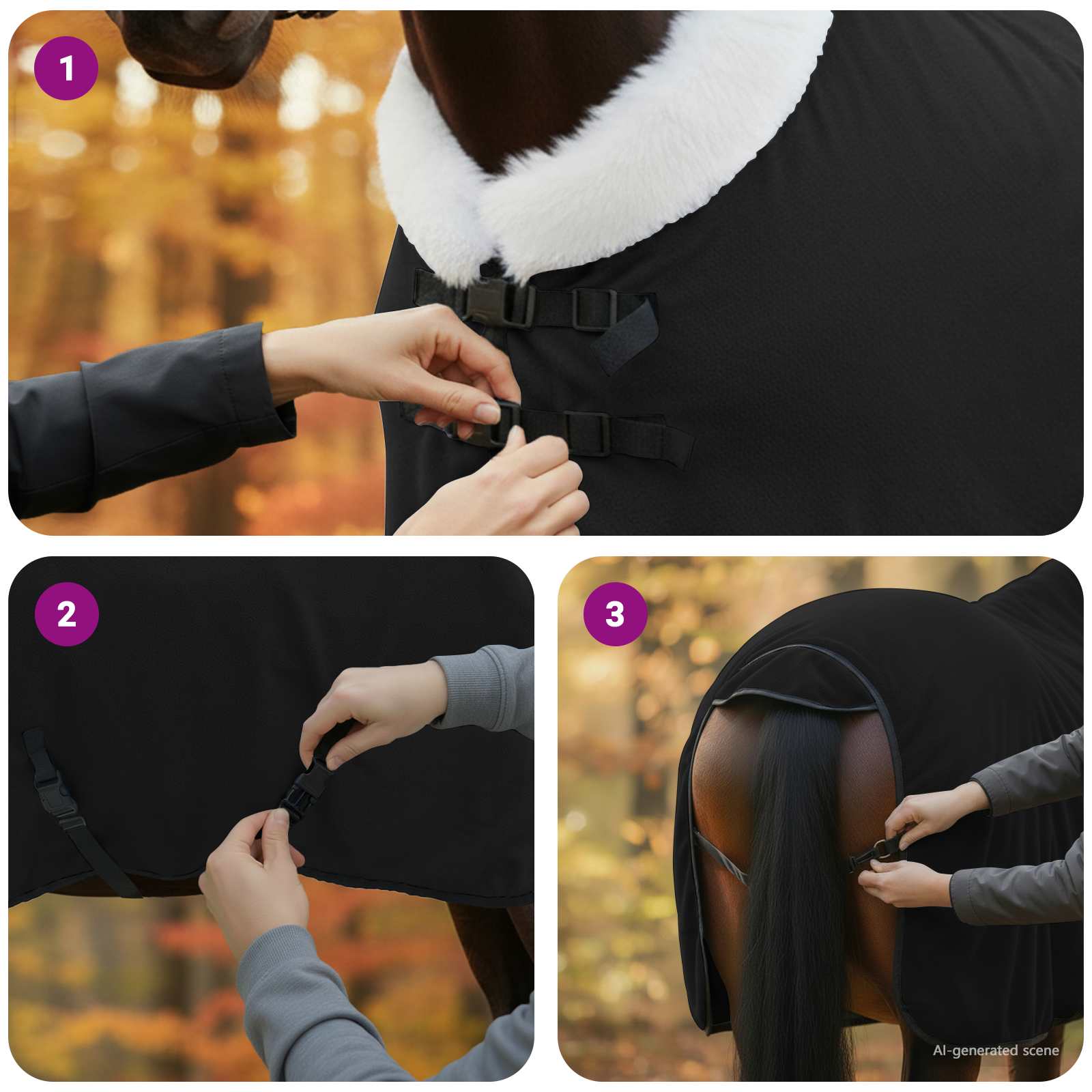 Pferdedecke Schwarz 85 cm Polarfleece