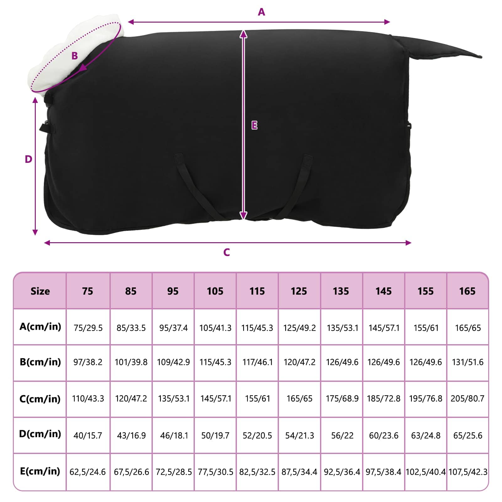 Pferdedecke Schwarz 115 cm Polarfleece