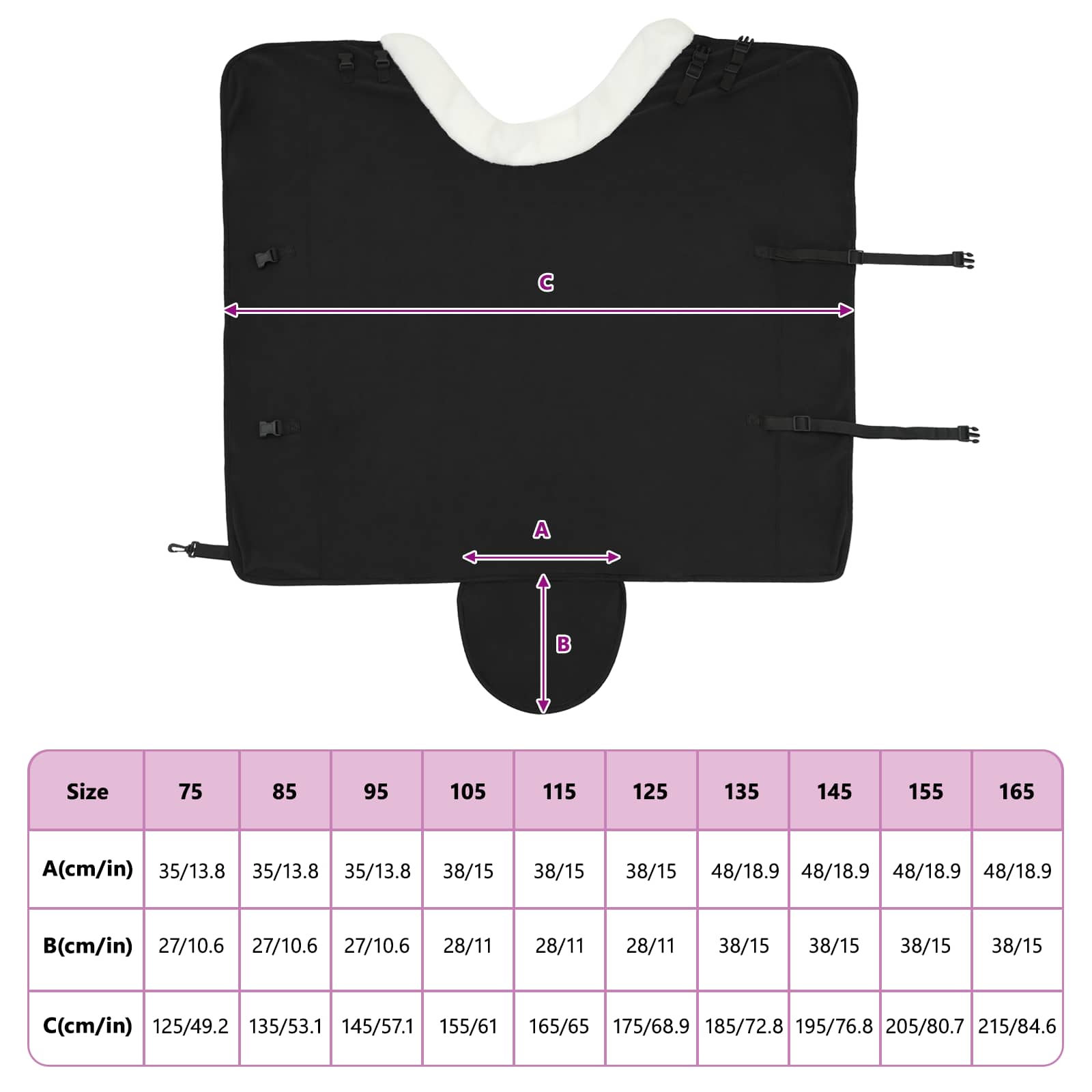 Pferdedecke Schwarz 155 cm Polarfleece