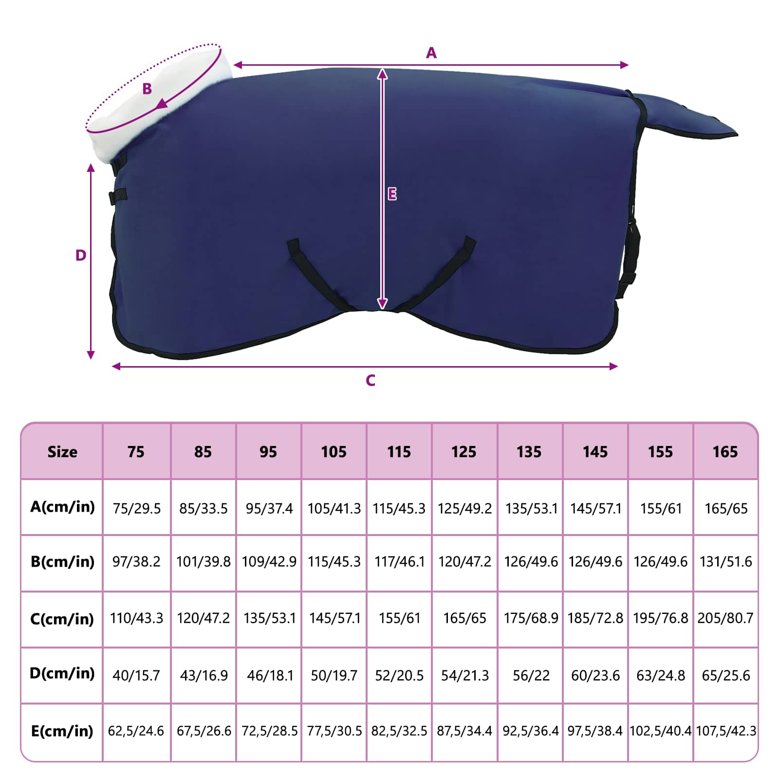 Pferdedecke Marineblau 95 cm Polarfleece