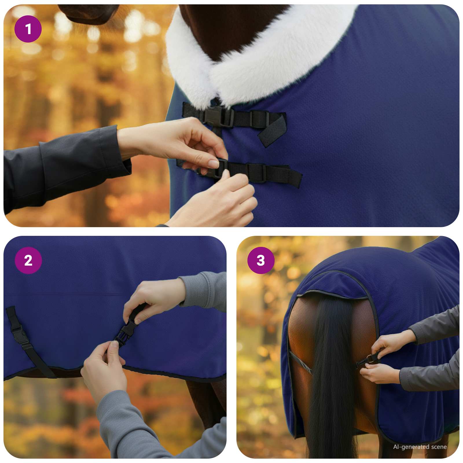 Pferdedecke Marineblau 165 cm Polarfleece