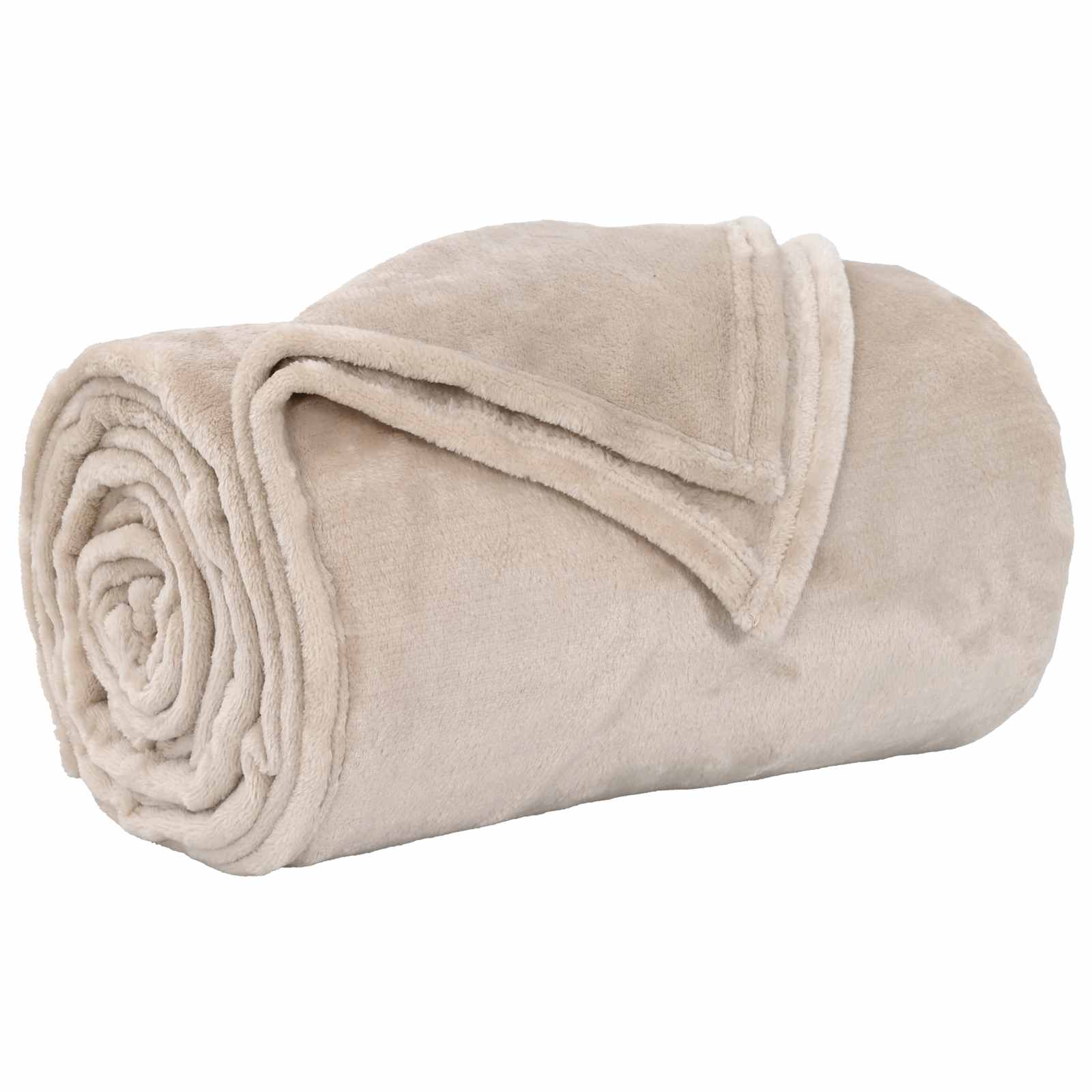 Überwurfdecke Beige 220 x 240 cm Fleece