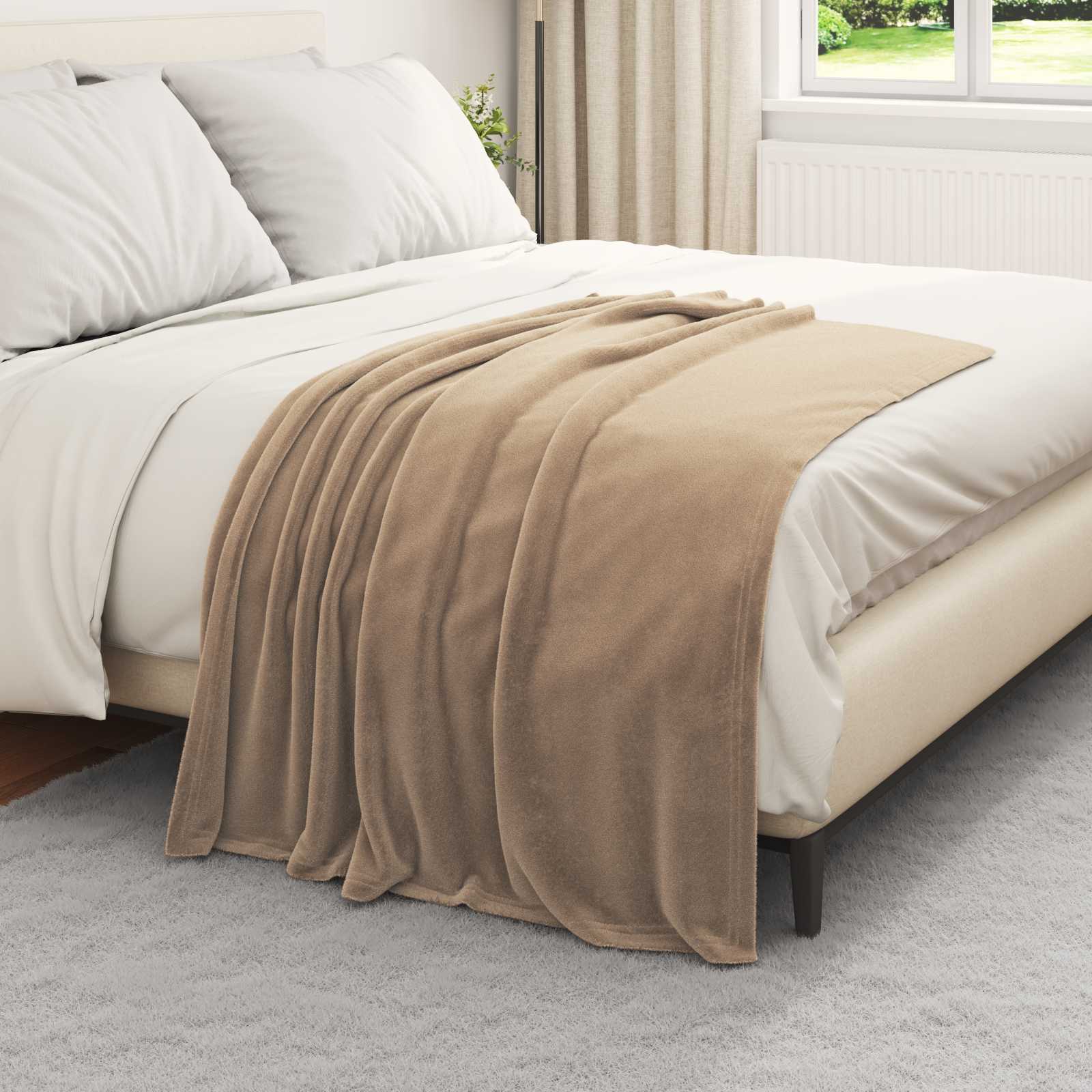 Überwurfdecke Kamel 130 x 150 cm Fleece