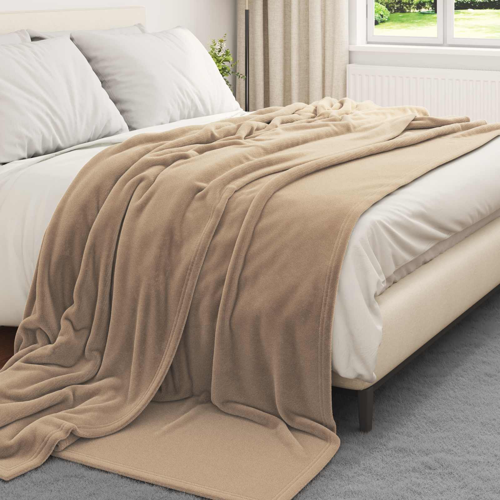 Überwurfdecke Kamel 220 x 240 cm Fleece