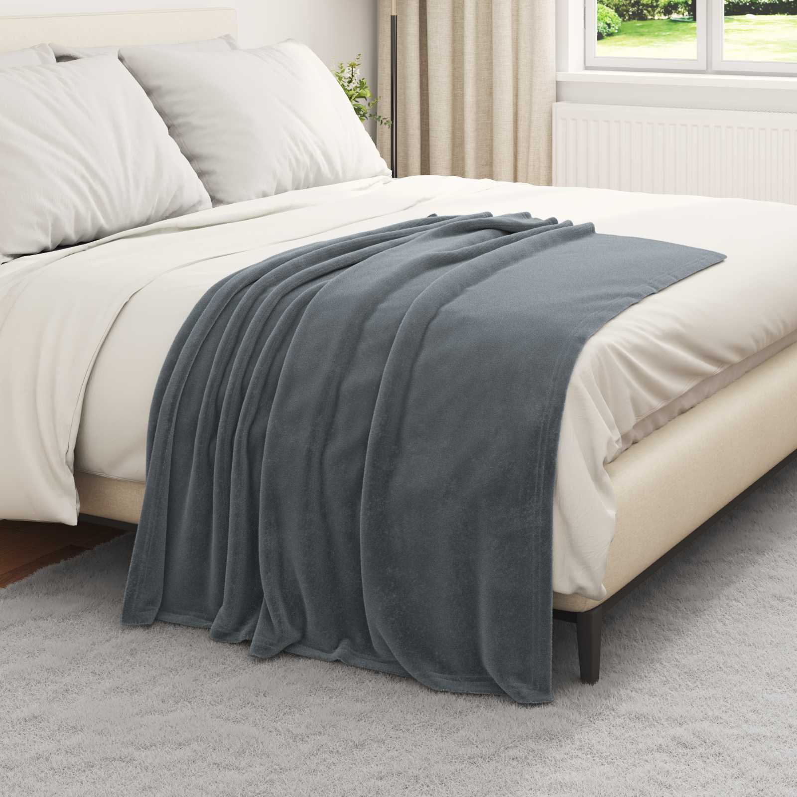Überwurfdecke Dunkelgrau 130 x 150 cm Fleece