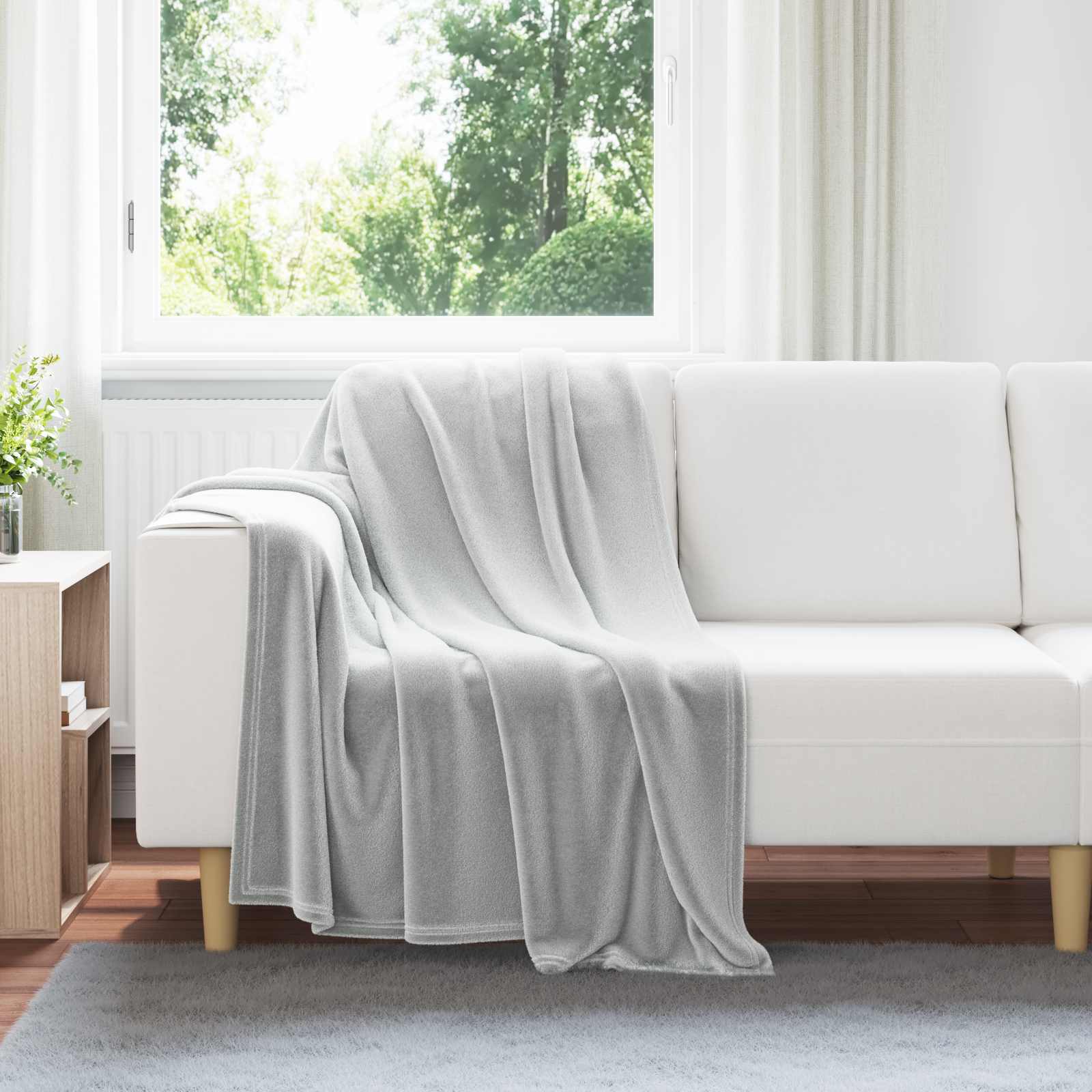 Überwurfdecke Grau 130 x 150 cm Fleece