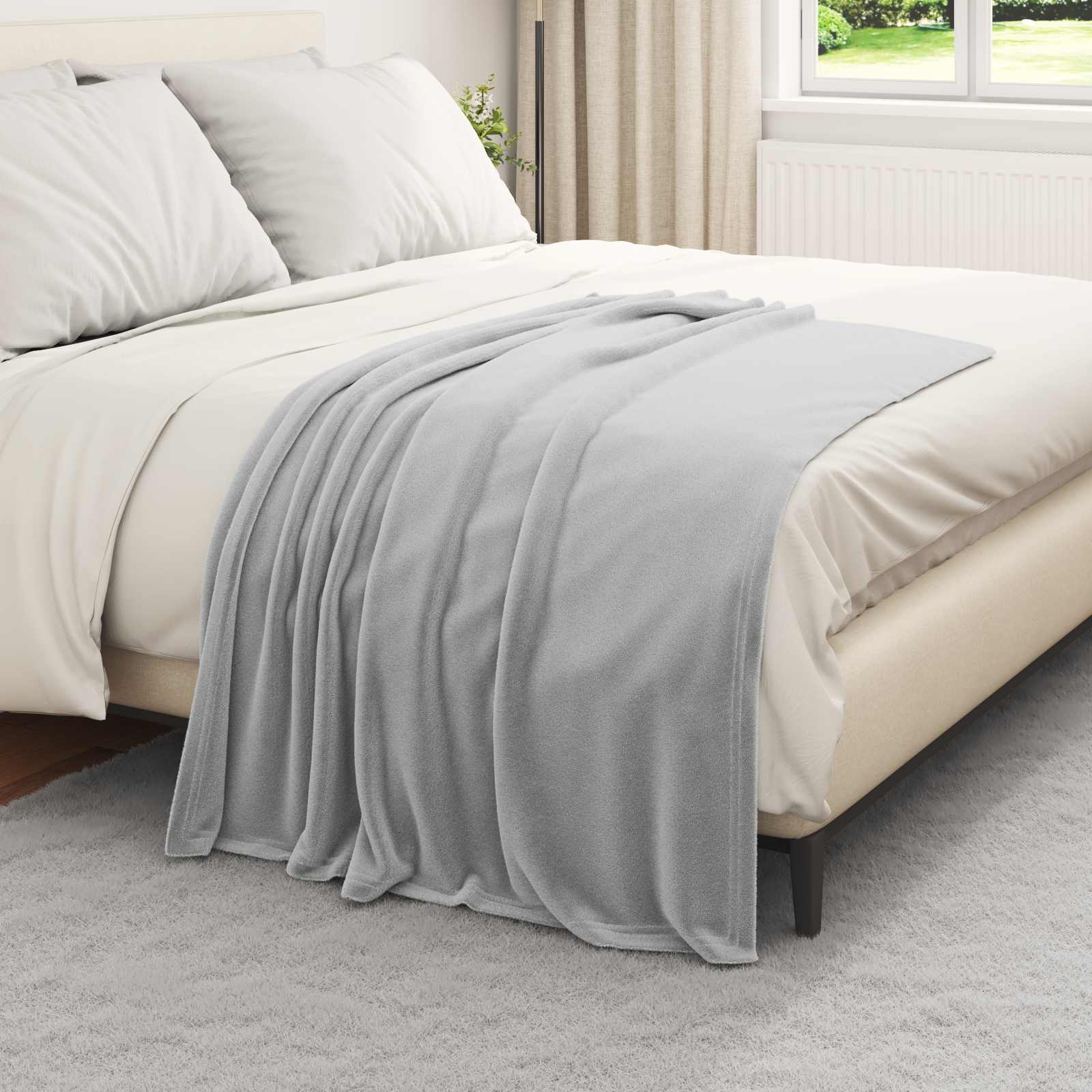 Überwurfdecke Grau 130 x 150 cm Fleece