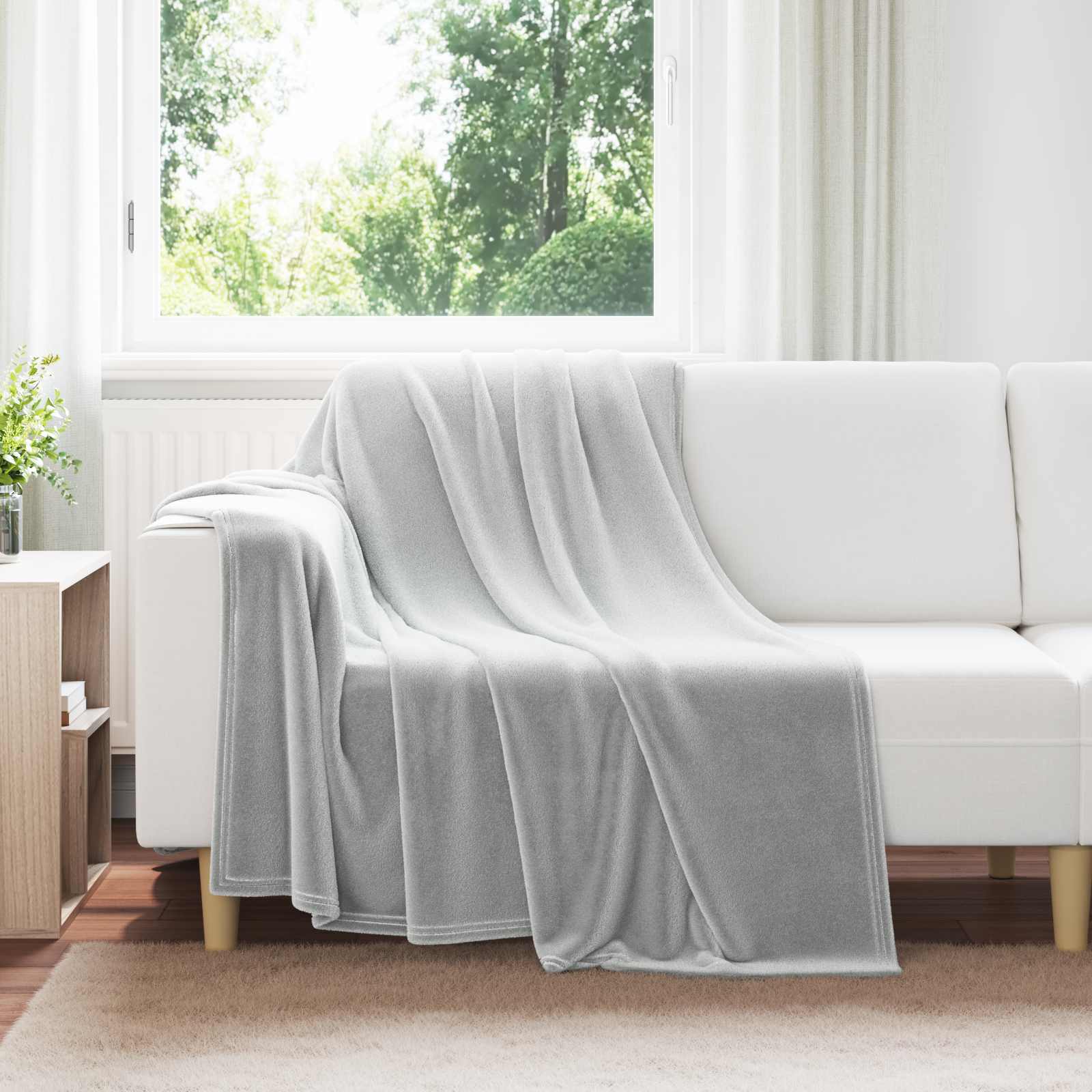 Überwurfdecke Grau 150 x 200 cm Fleece