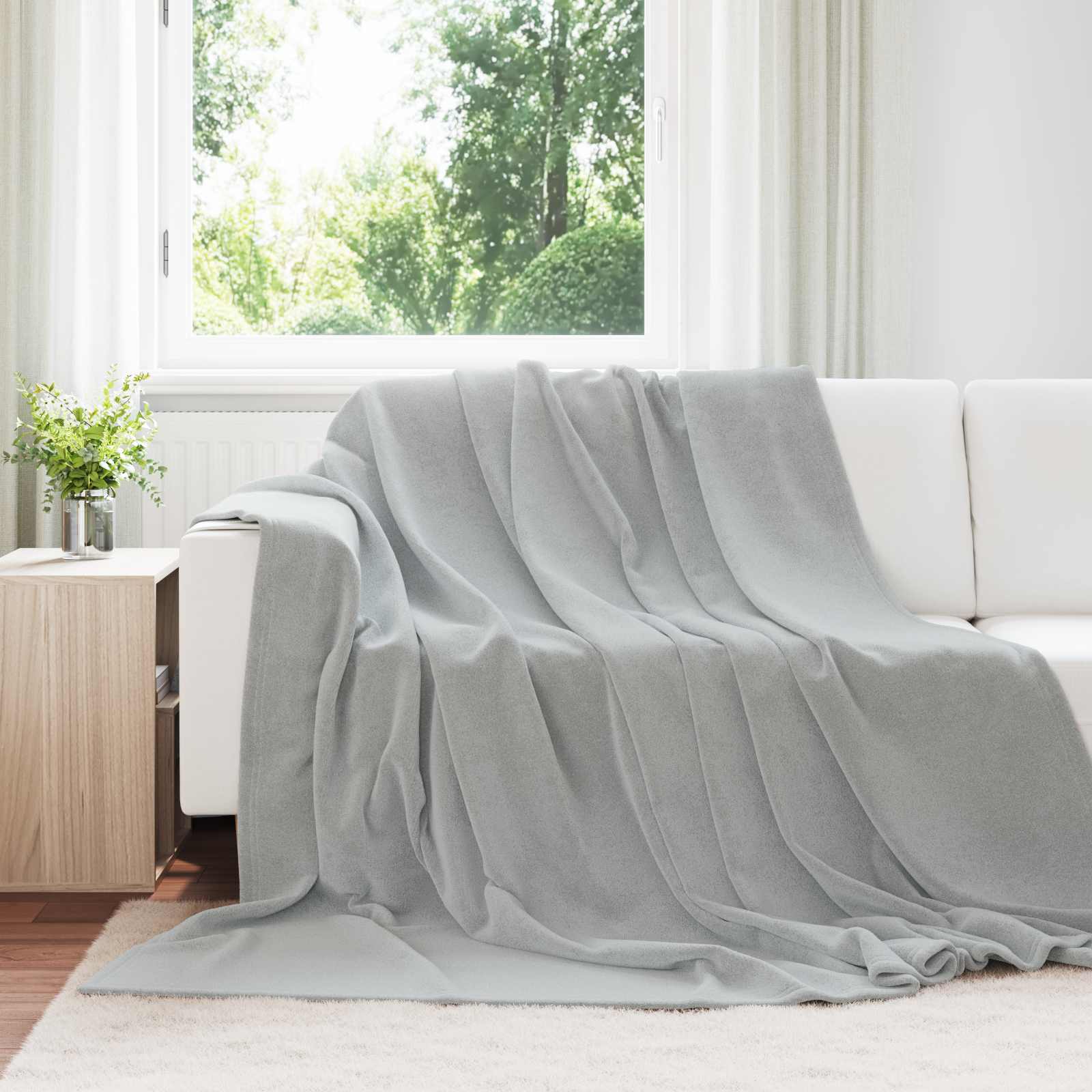 Überwurfdecke Grau 240 x 270 cm Fleece