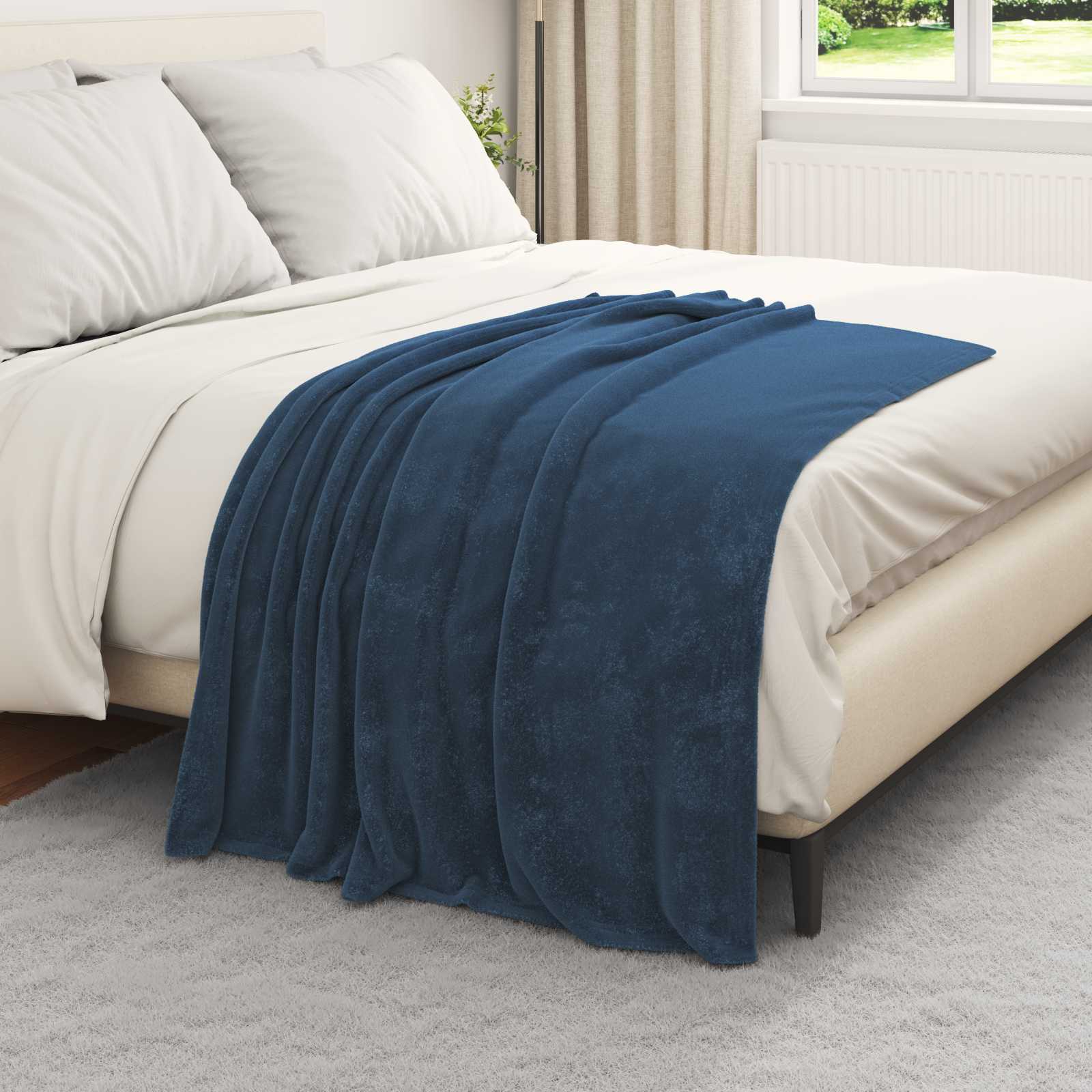Überwurfdecke Marineblau 130 x 150 cm Fleece