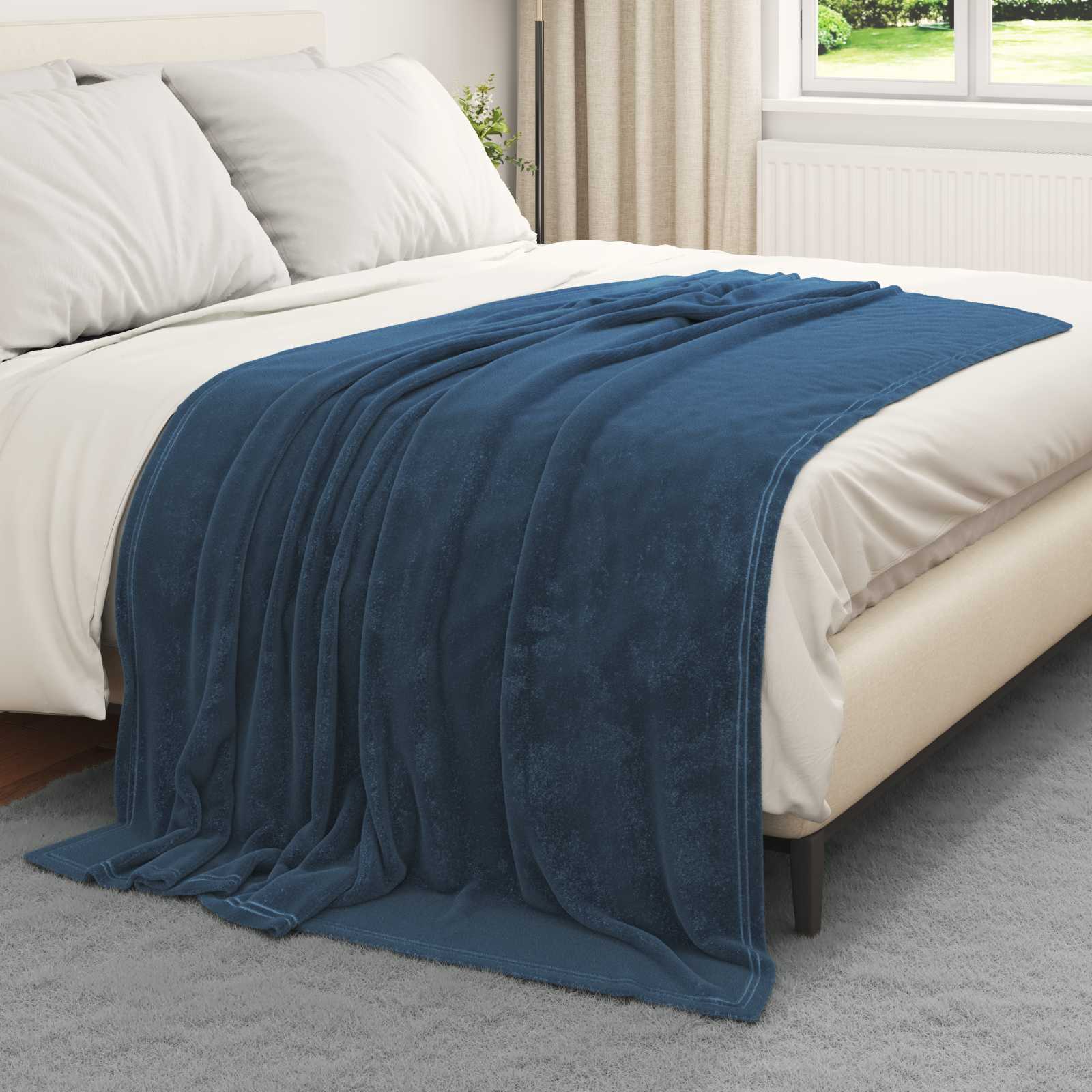 Überwurfdecke Marineblau 150 x 200 cm Fleece