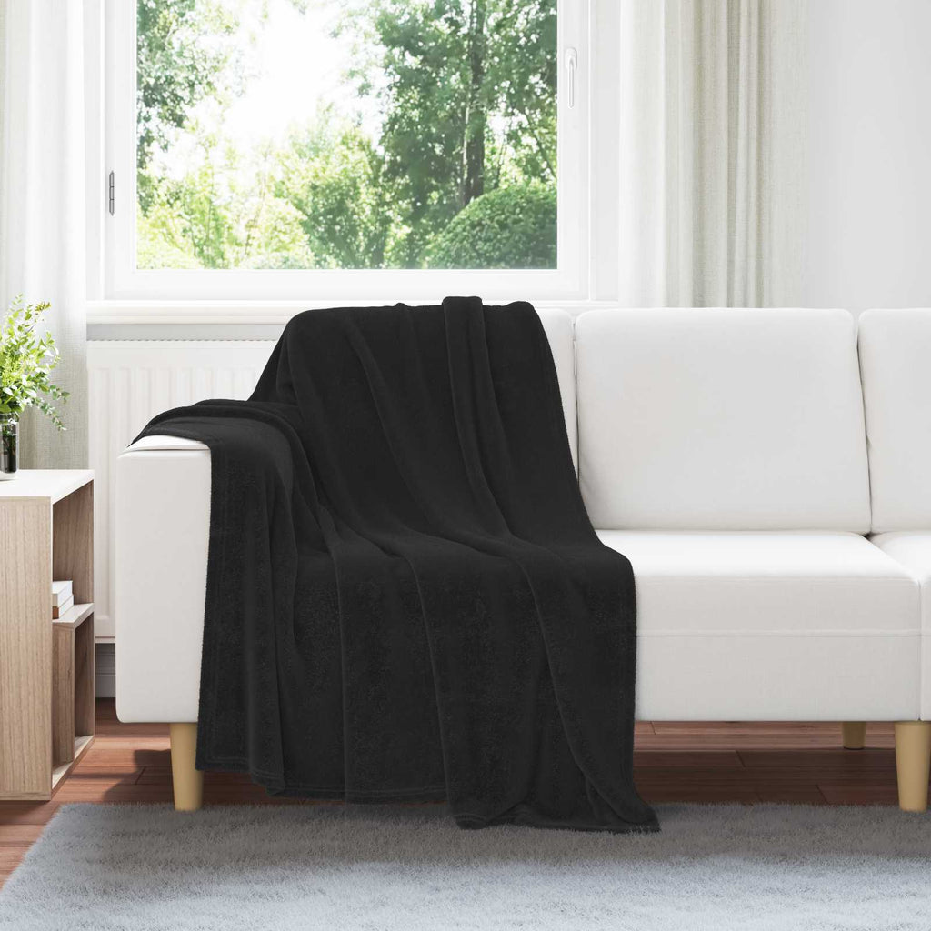 Überwurfdecke Schwarz 130 x 150 cm Fleece