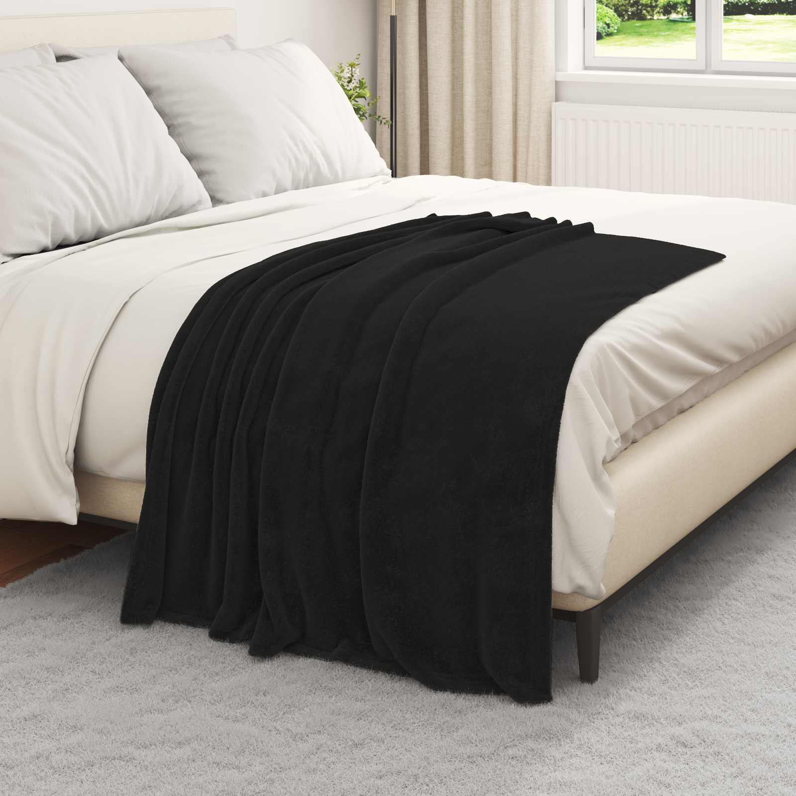 Überwurfdecke Schwarz 130 x 150 cm Fleece