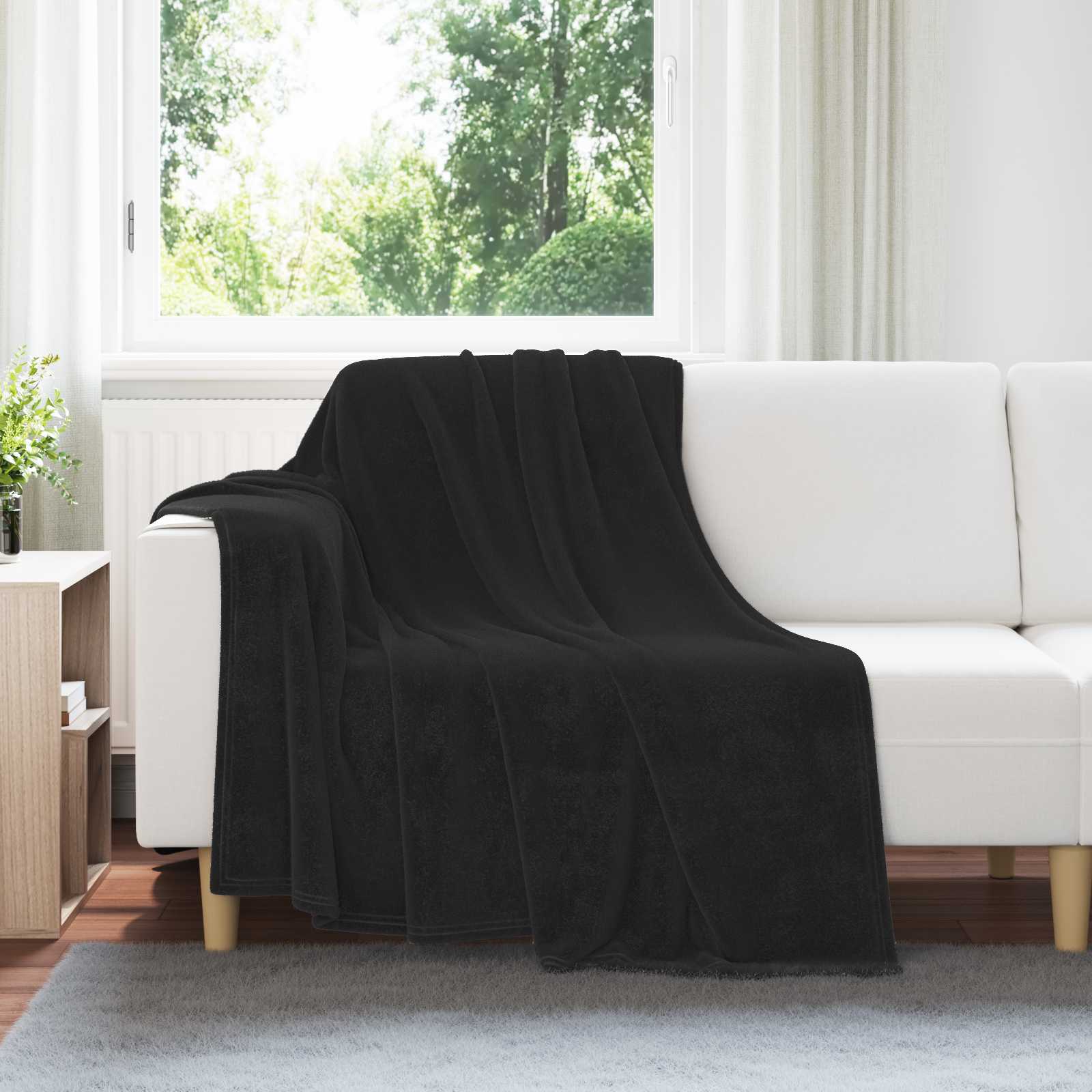 Überwurfdecke Schwarz 150 x 200 cm Fleece