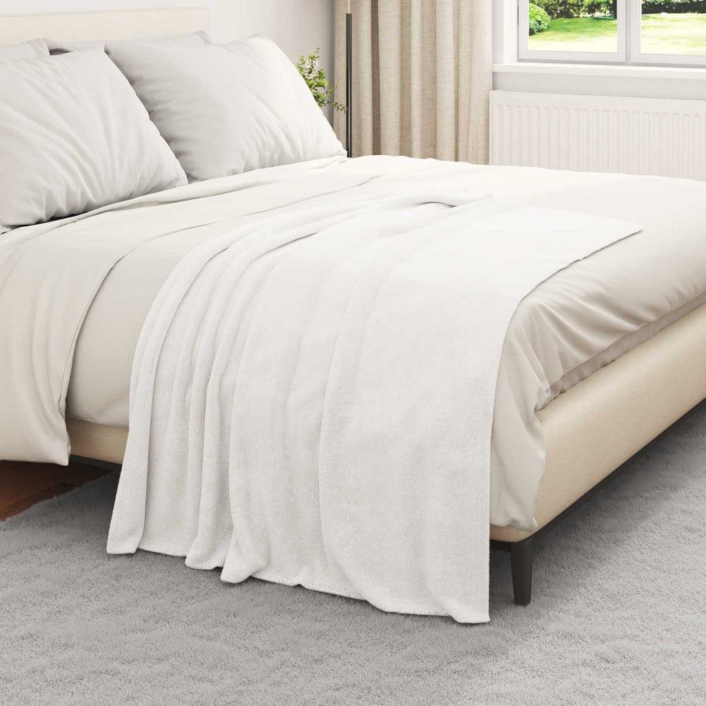 Überwurfdecke Weiß 130 x 150 cm Fleece