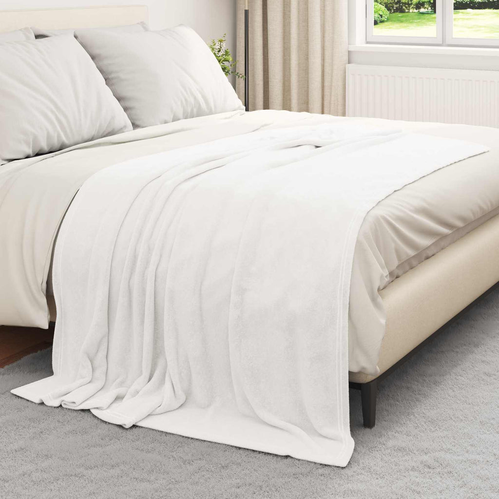 Überwurfdecke Weiß 150 x 200 cm Fleece