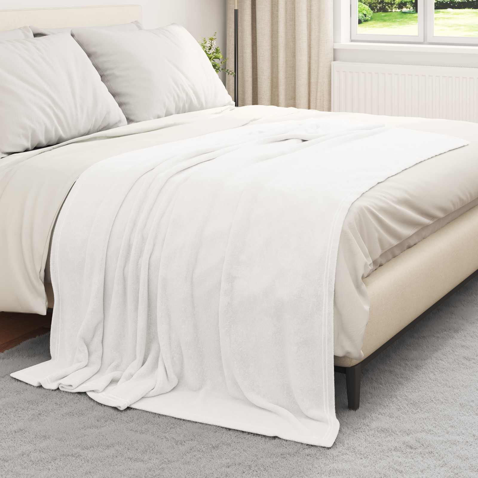 Überwurfdecke Weiß 150 x 200 cm Fleece