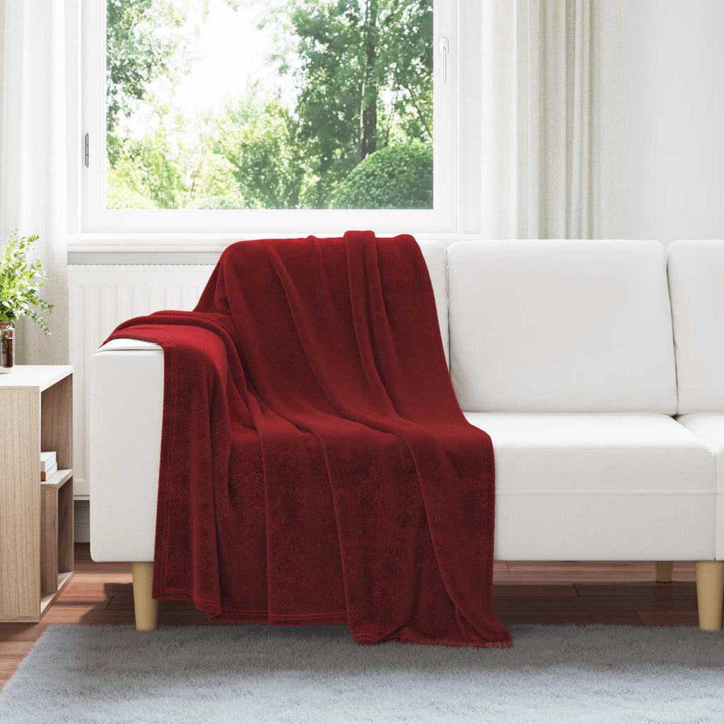 Überwurfdecke Bordeauxrot 130 x 150 cm Fleece