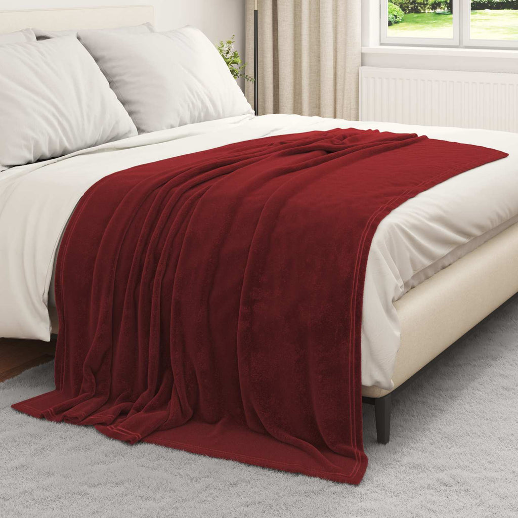 Überwurfdecke Bordeauxrot 150 x 200 cm Fleece