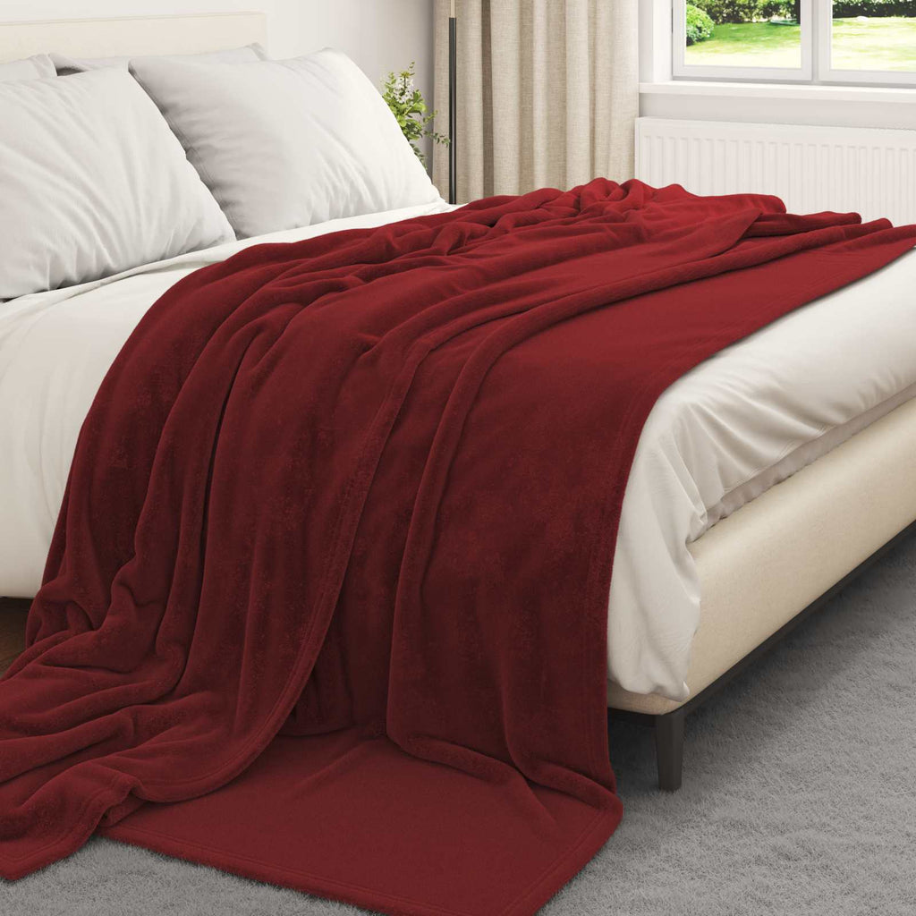 Überwurfdecke Bordeauxrot 240 x 270 cm Fleece