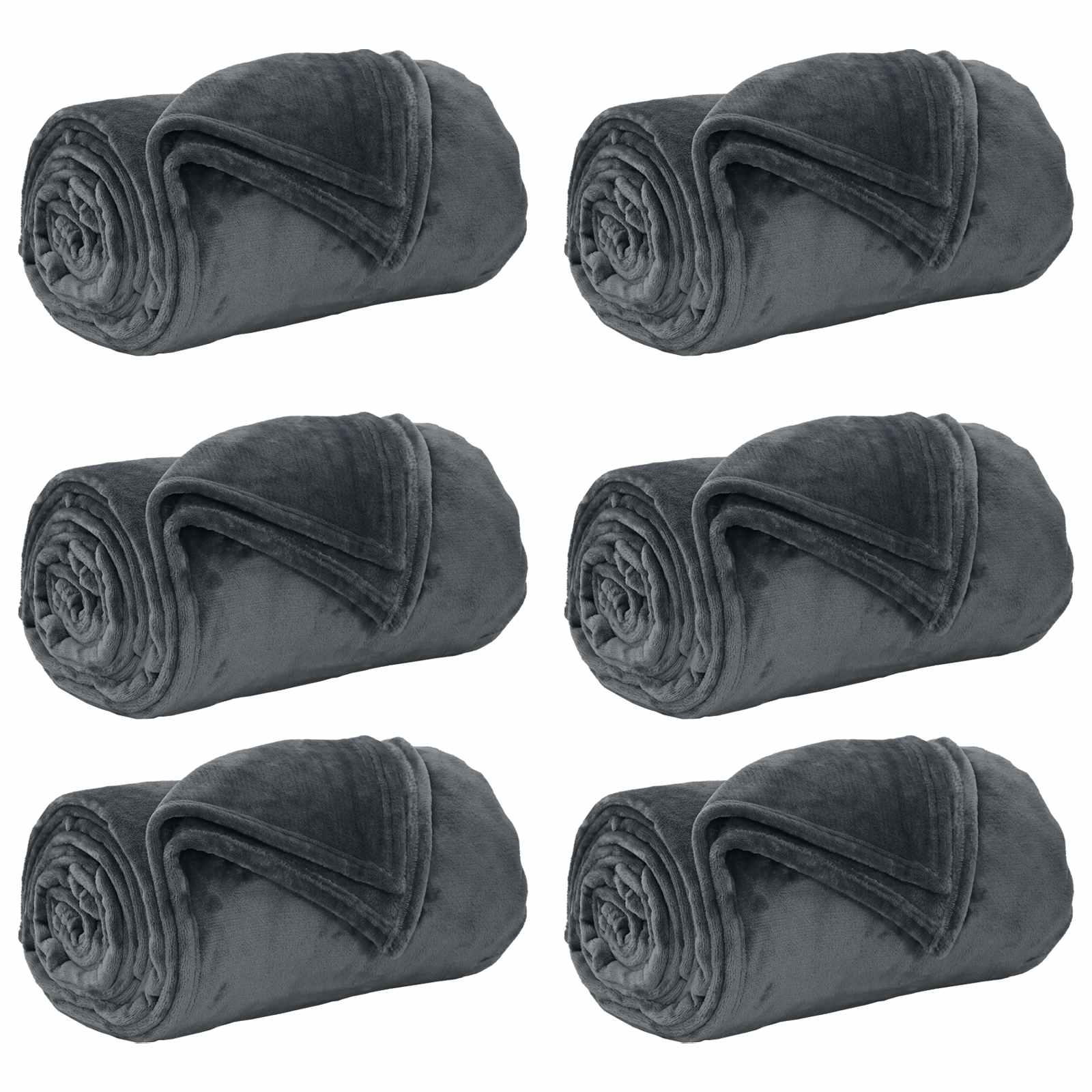 Wohndecken 6 pcs Dunkelgrau 220 x 240 cm Fleece