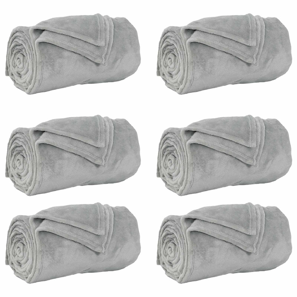 Wohndecken 6 pcs Grau 130 x 150 cm Fleece