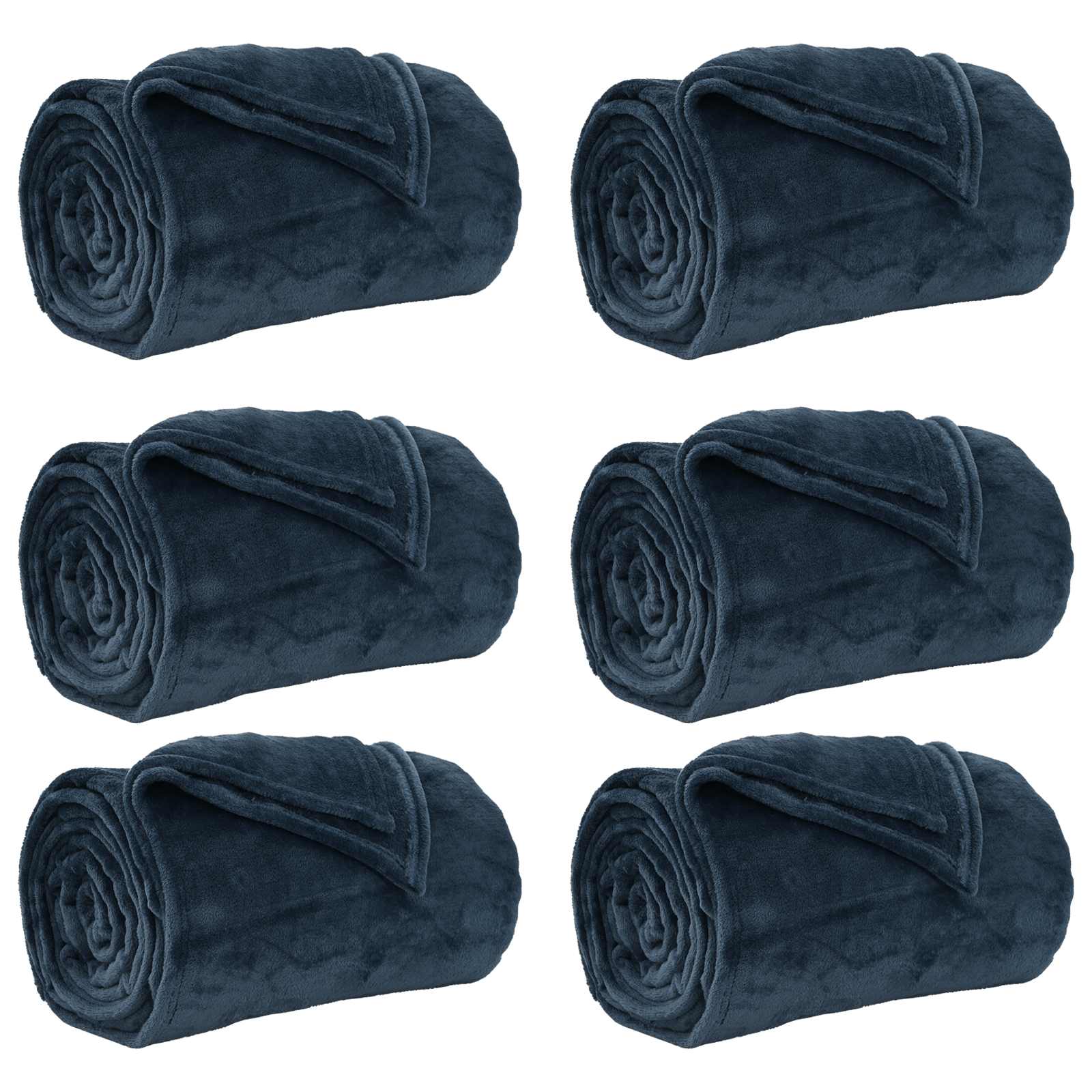 Wohndecken 6 pcs Marineblau 150 x 200 cm Fleece