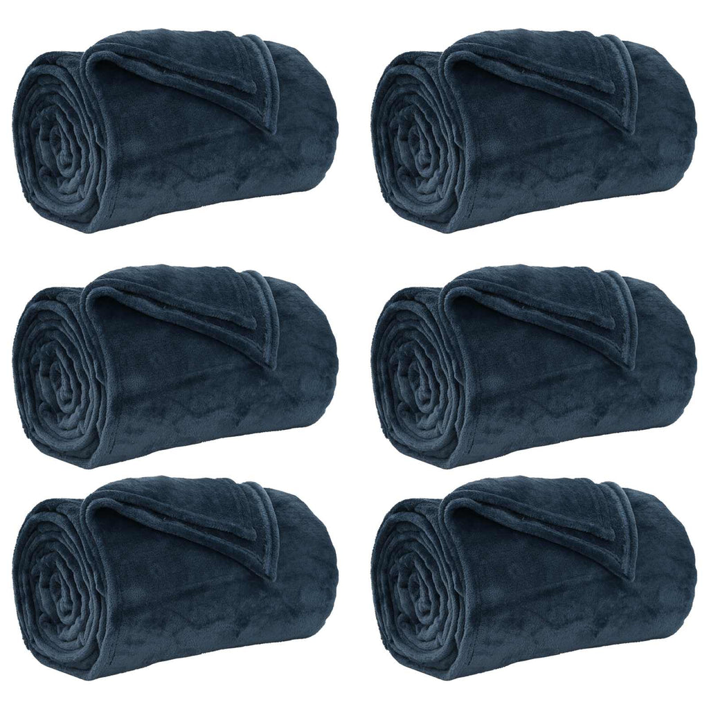 Wohndecken 6 pcs Marineblau 240 x 270 cm Fleece