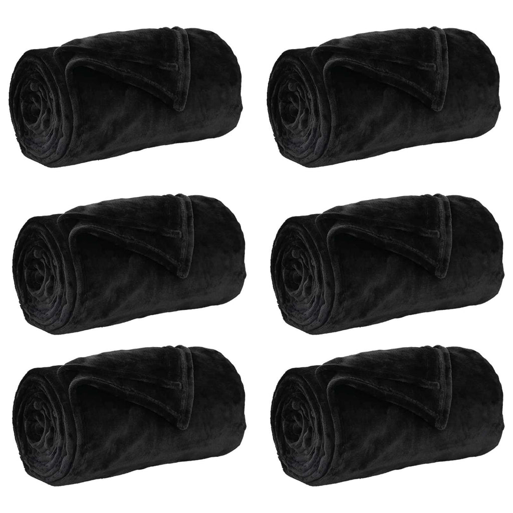 Wohndecken 6 pcs Schwarz 150 x 200 cm Fleece