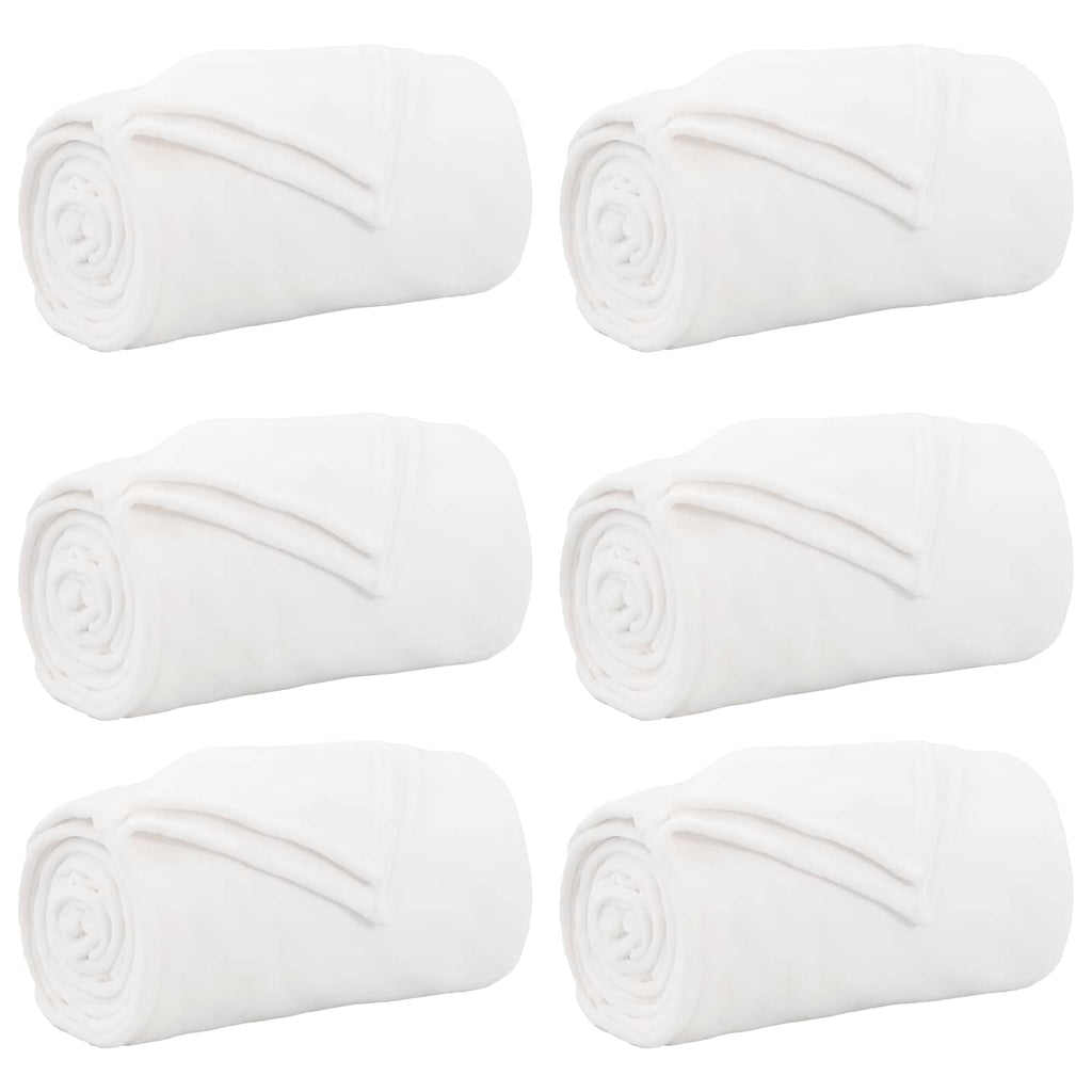Wohndecken 6 pcs Weiß 150 x 200 cm Fleece