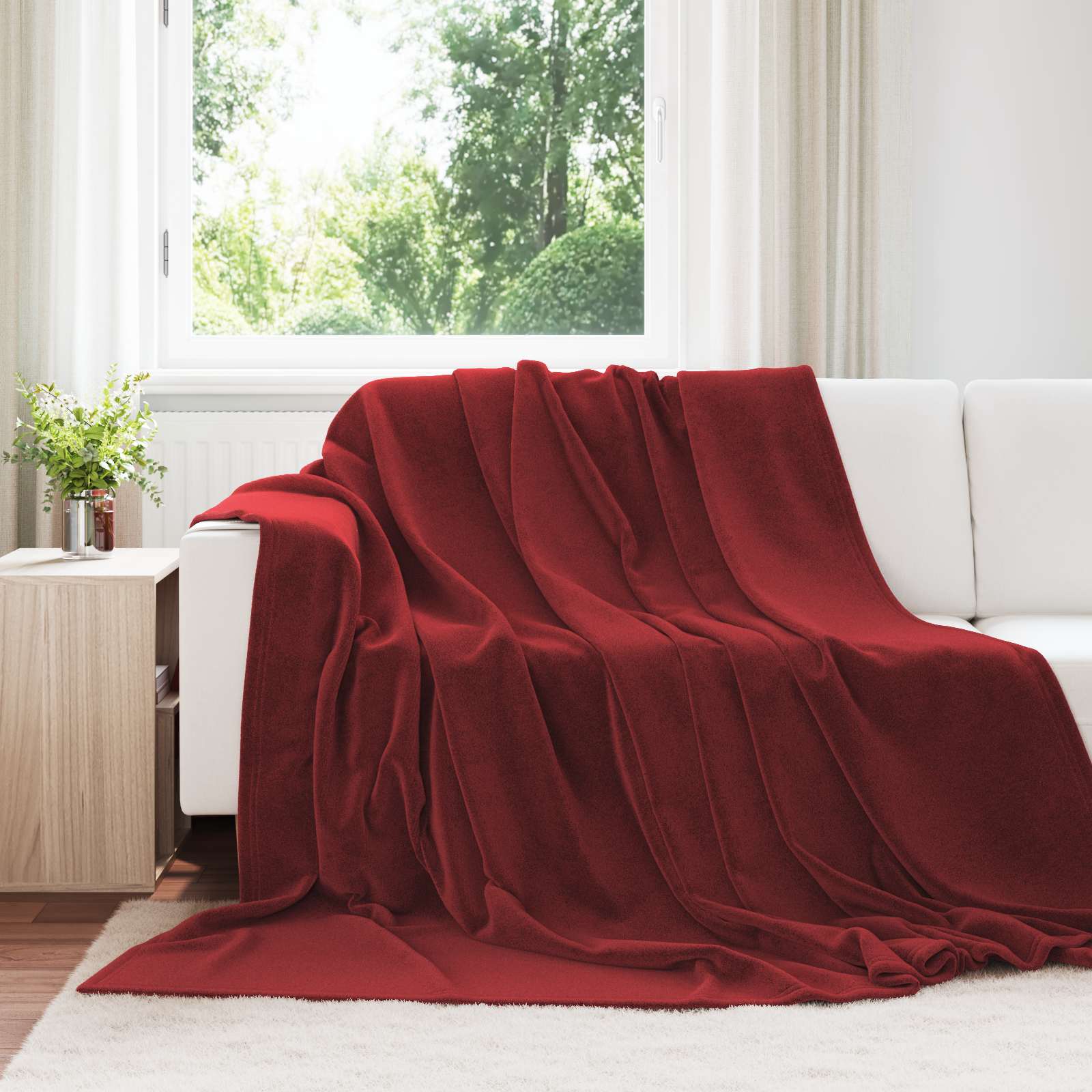 Wohndecken 6 pcs Bordeauxrot 220 x 240 cm Fleece