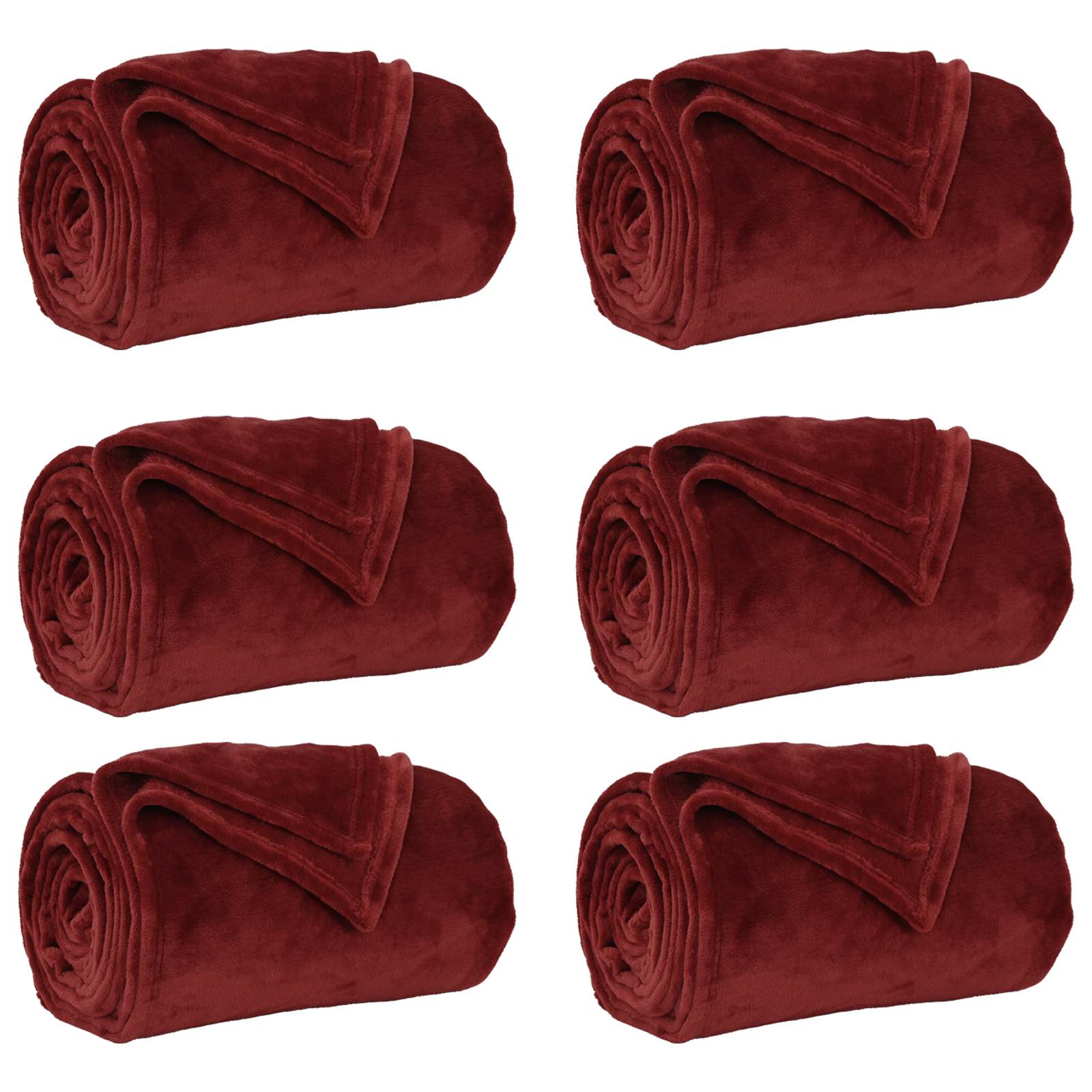 Wohndecken 6 pcs Bordeauxrot 240 x 270 cm Fleece
