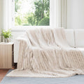 Überwurfdecke Beige 240 x 220 cm Fleece