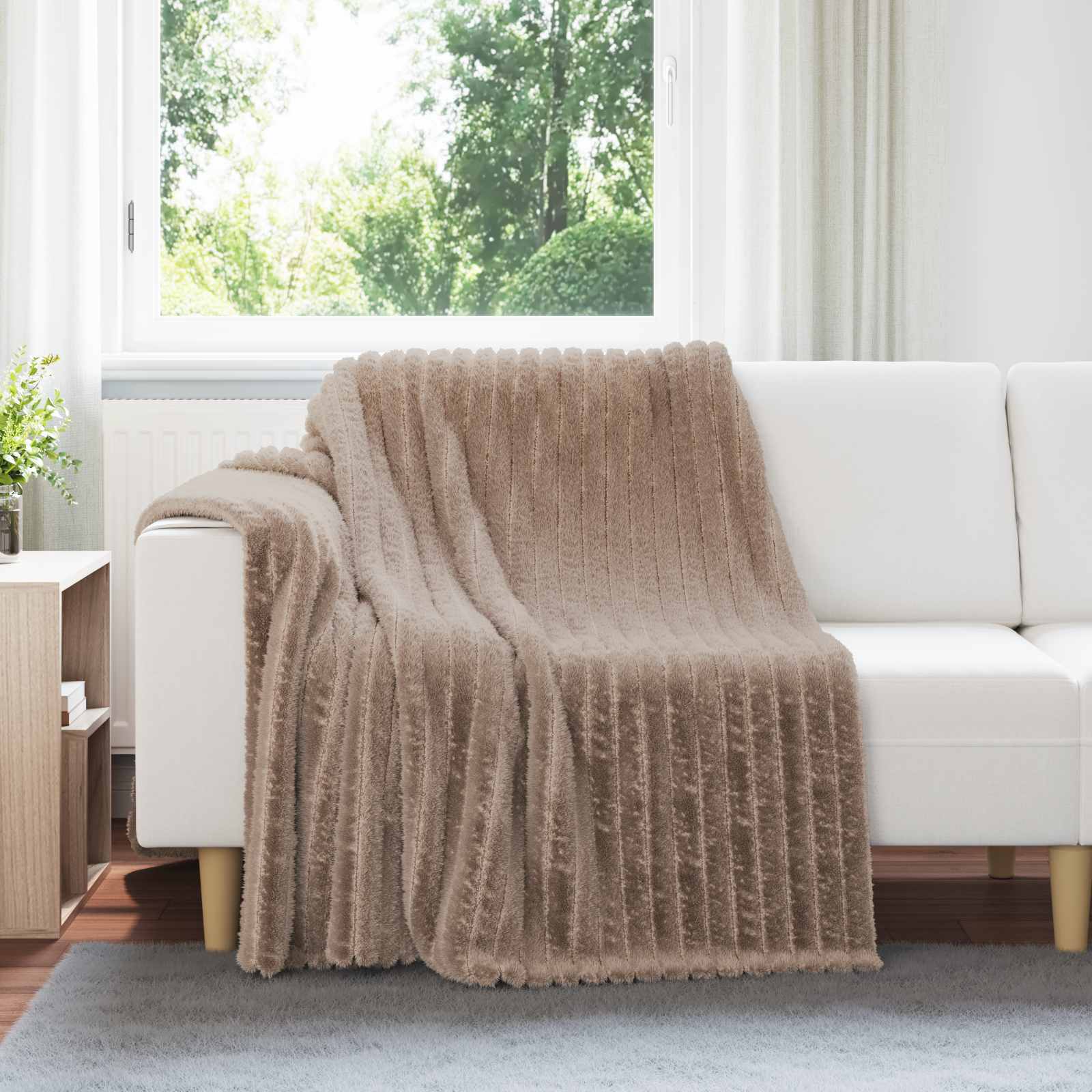 Überwurfdecke Kamel 200 x 150 cm Fleece