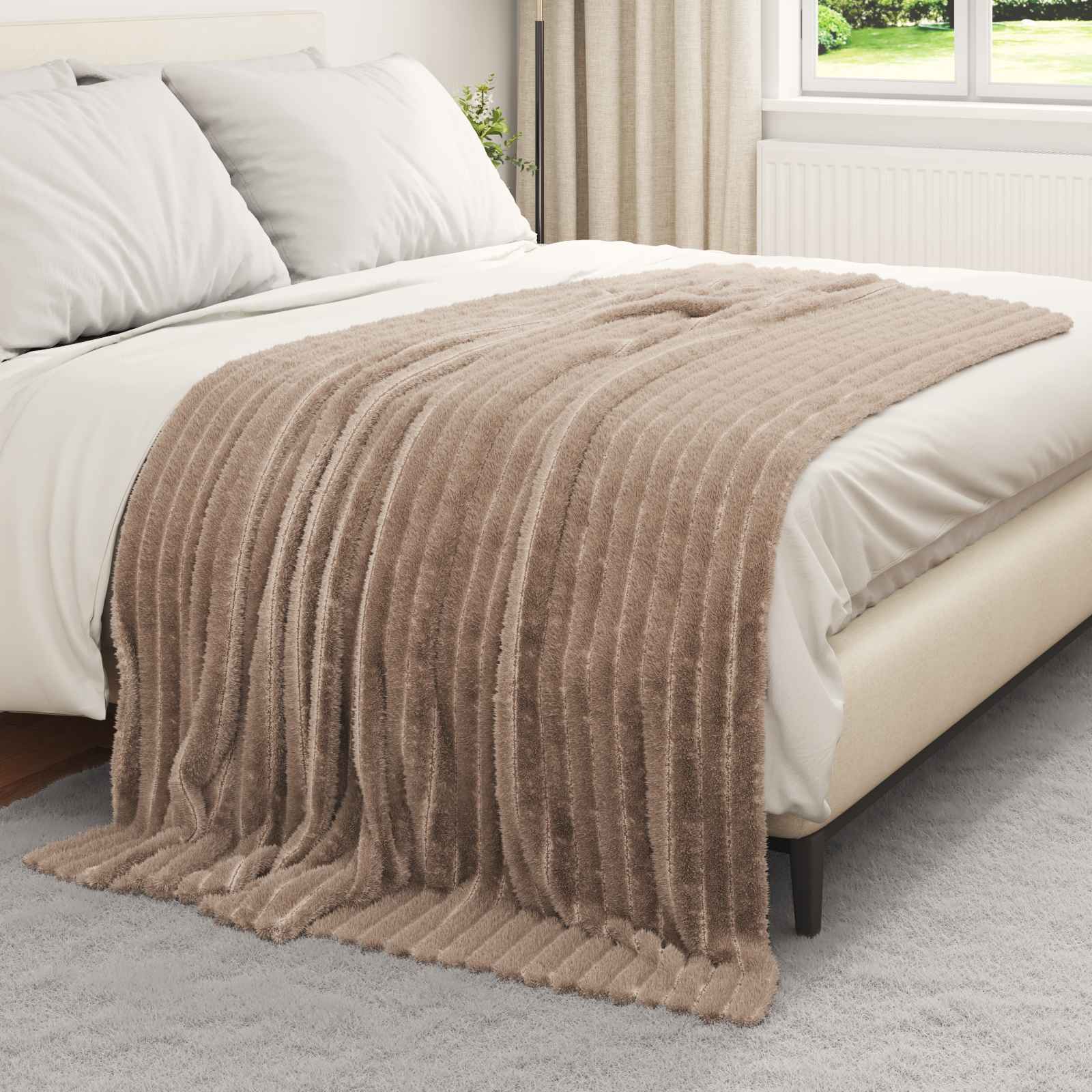 Überwurfdecke Kamel 200 x 150 cm Fleece