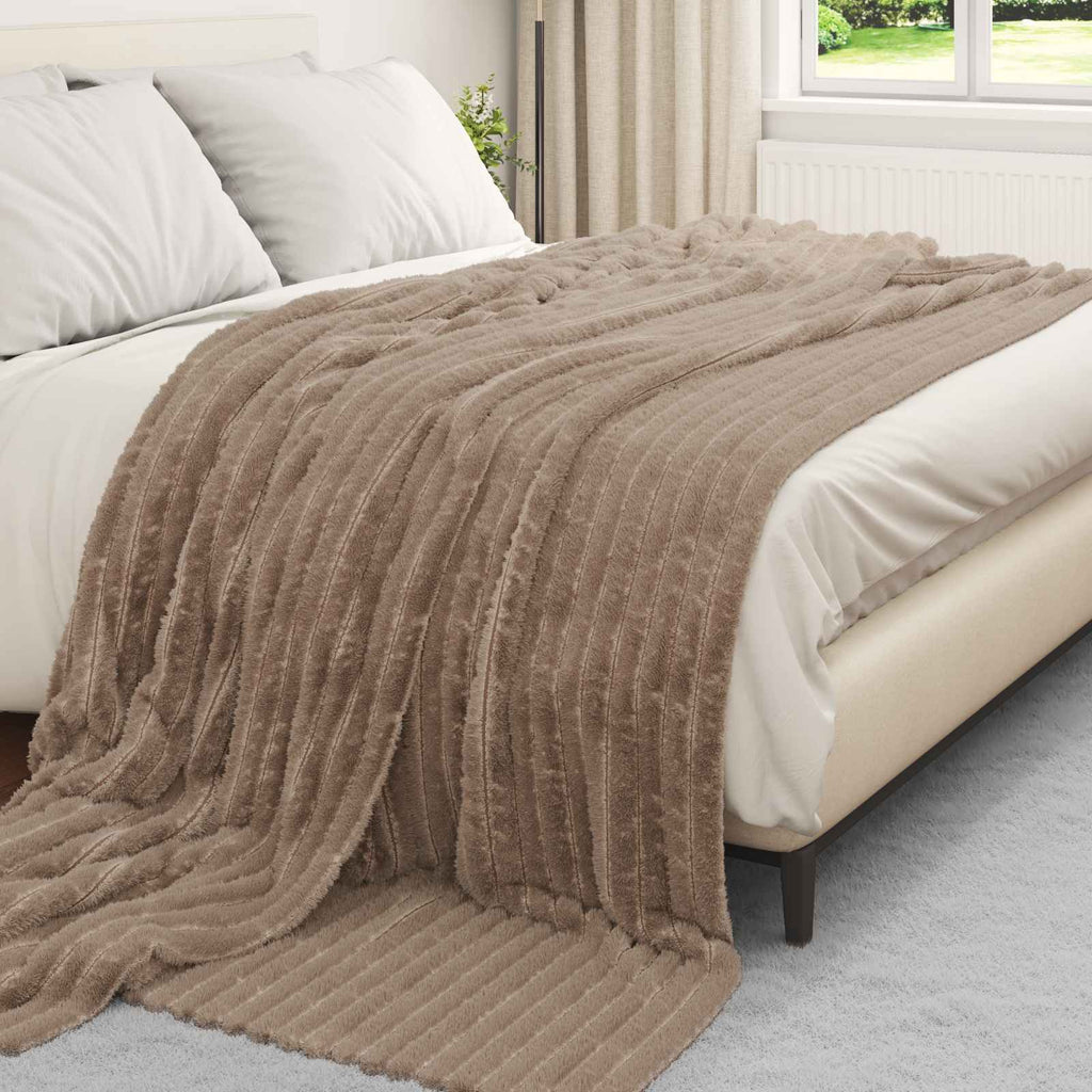 Überwurfdecke Kamel 240 x 220 cm Fleece