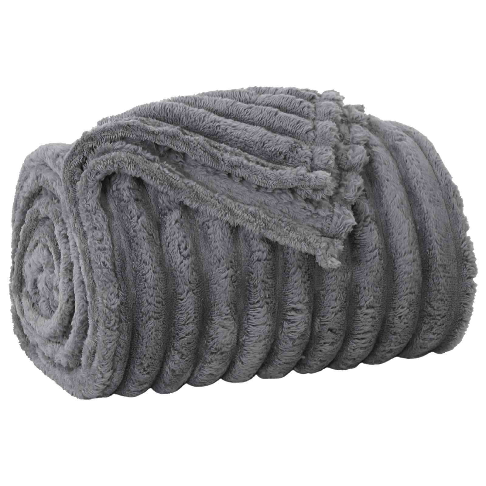 Überwurfdecke Dunkelgrau 270 x 240 cm Fleece