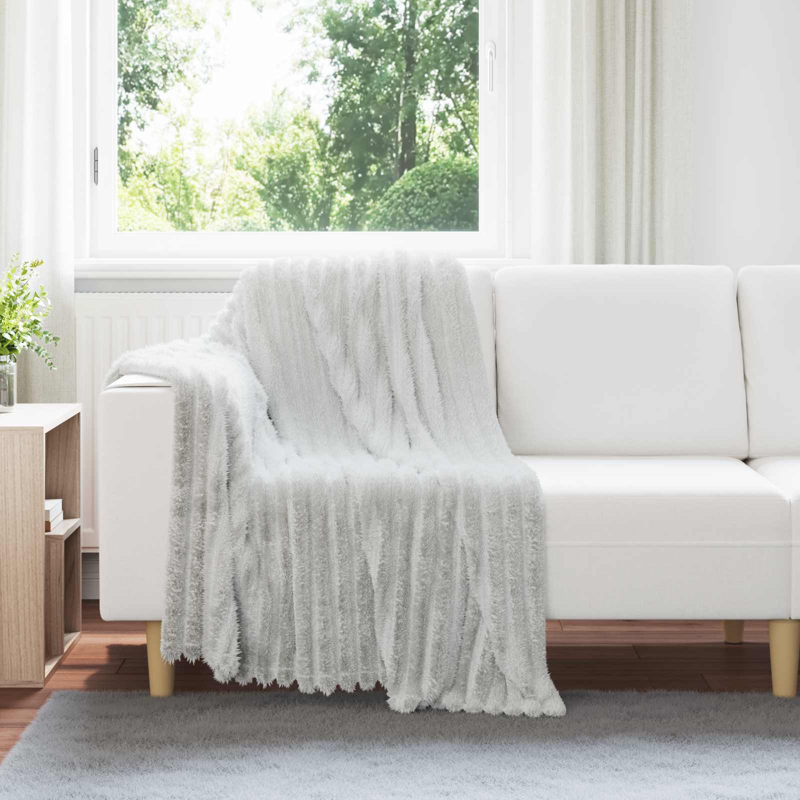 Überwurfdecke Grau 150 x 130 cm Fleece