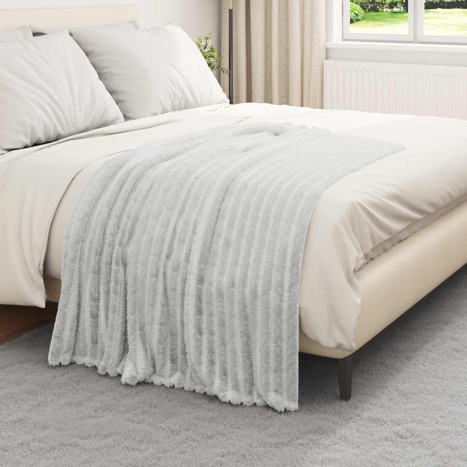 Überwurfdecke Grau 150 x 130 cm Fleece
