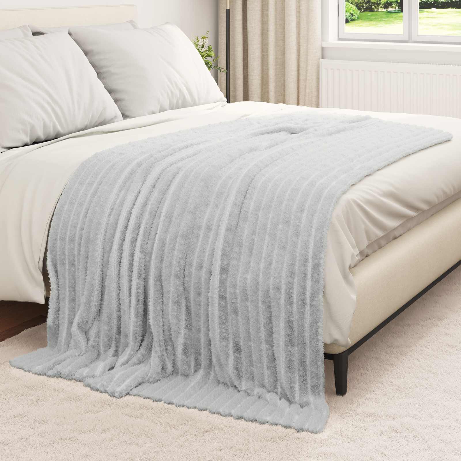 Überwurfdecke Grau 200 x 150 cm Fleece