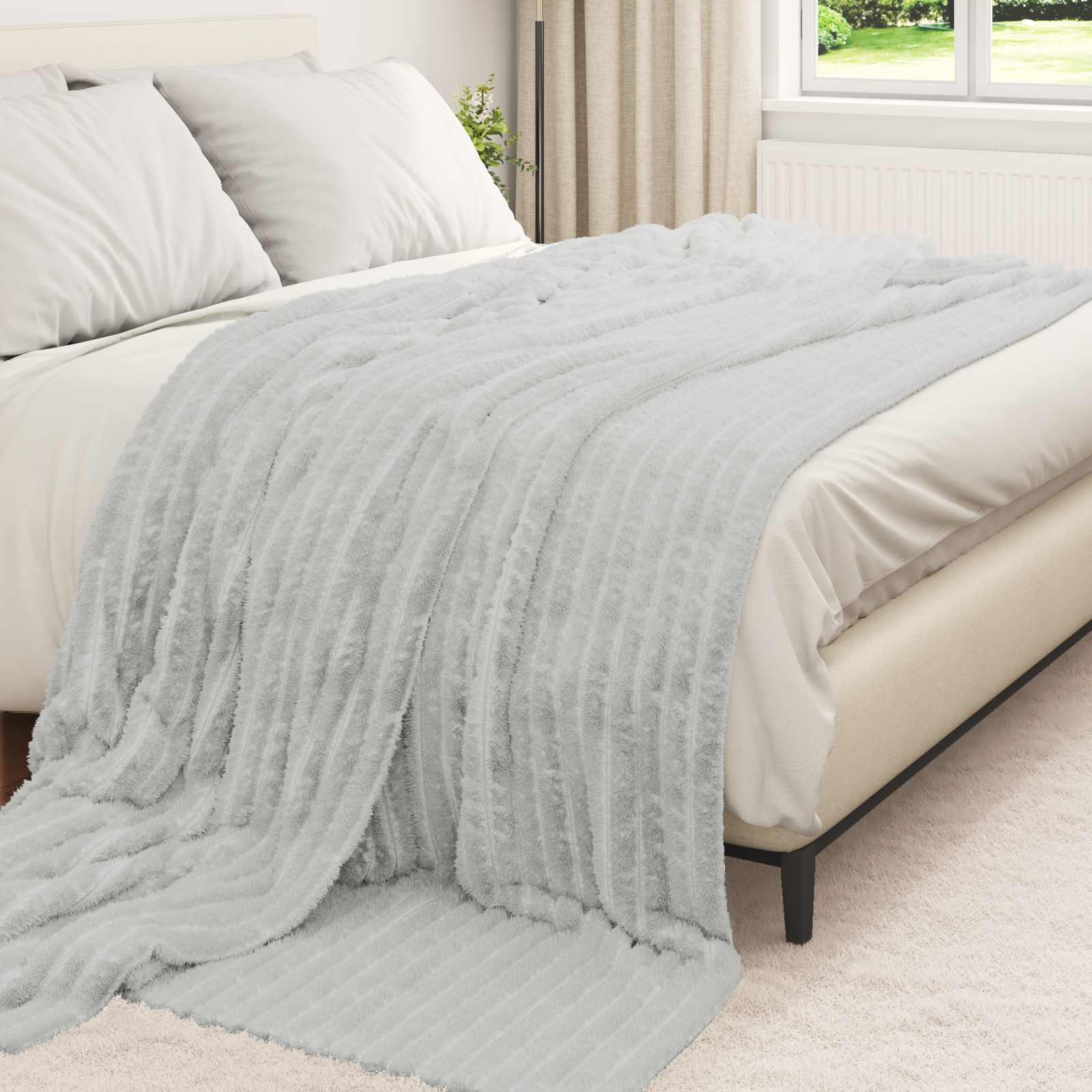 Überwurfdecke Grau 240 x 220 cm Fleece