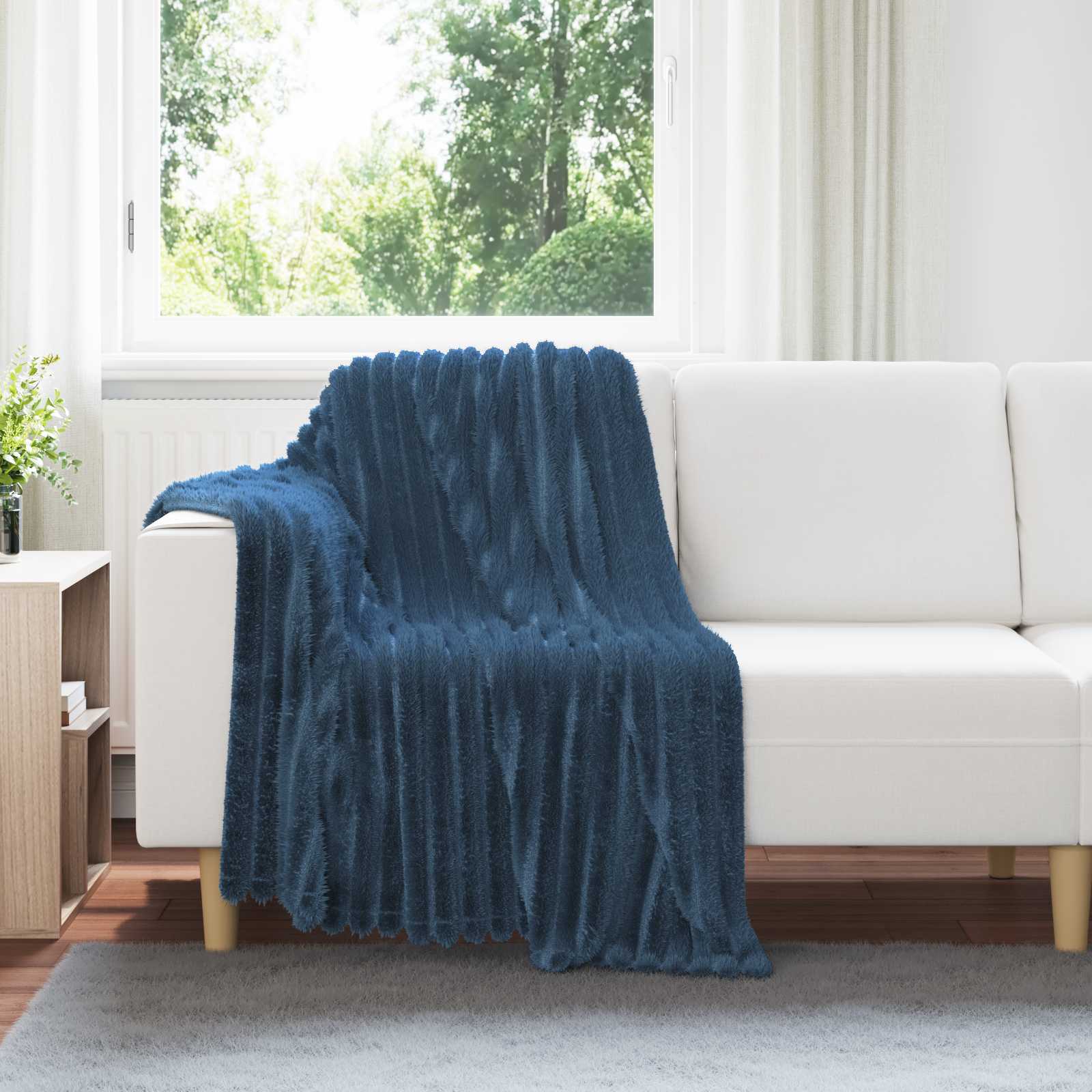 Überwurfdecke Marineblau 150 x 130 cm Fleece