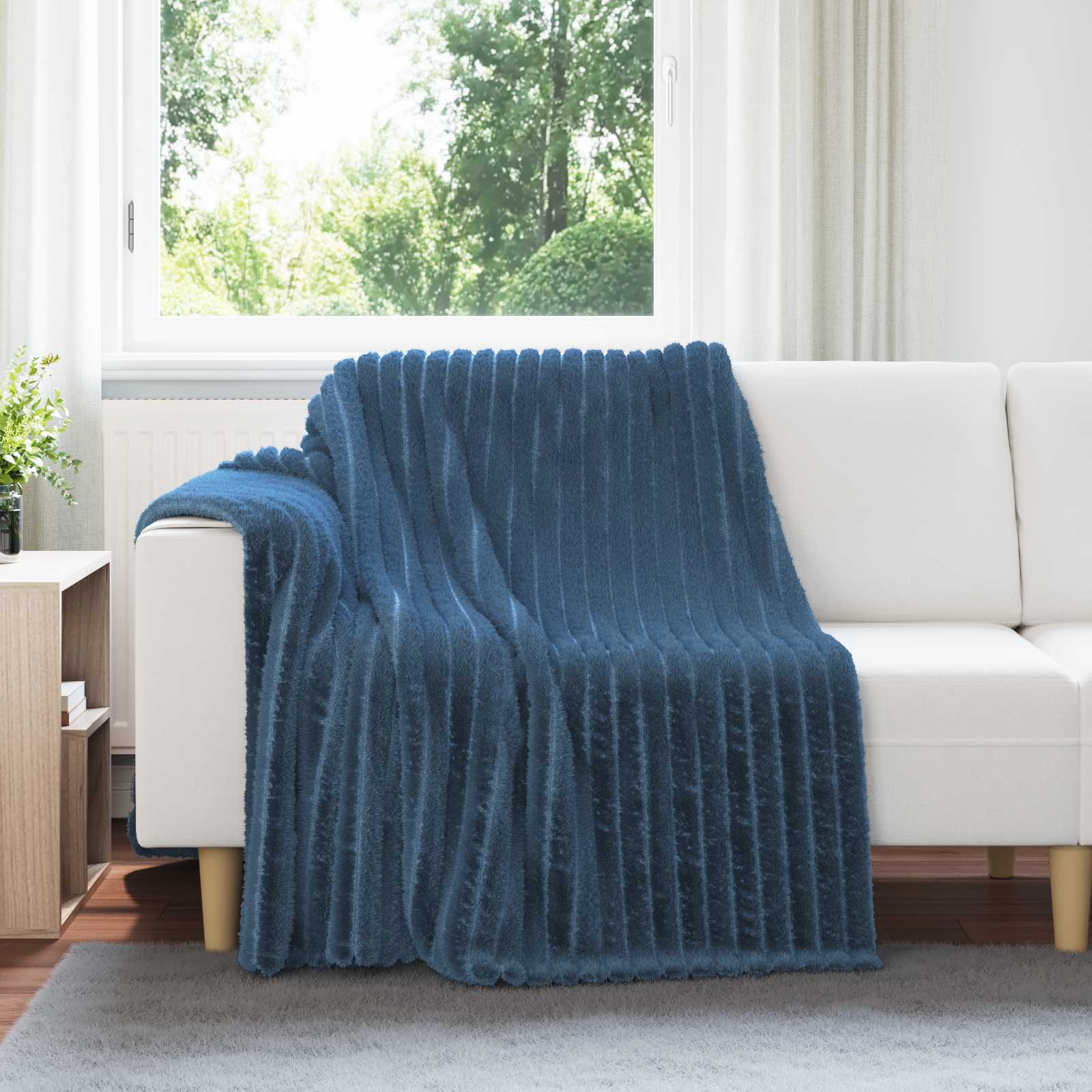 Überwurfdecke Marineblau 200 x 150 cm Fleece