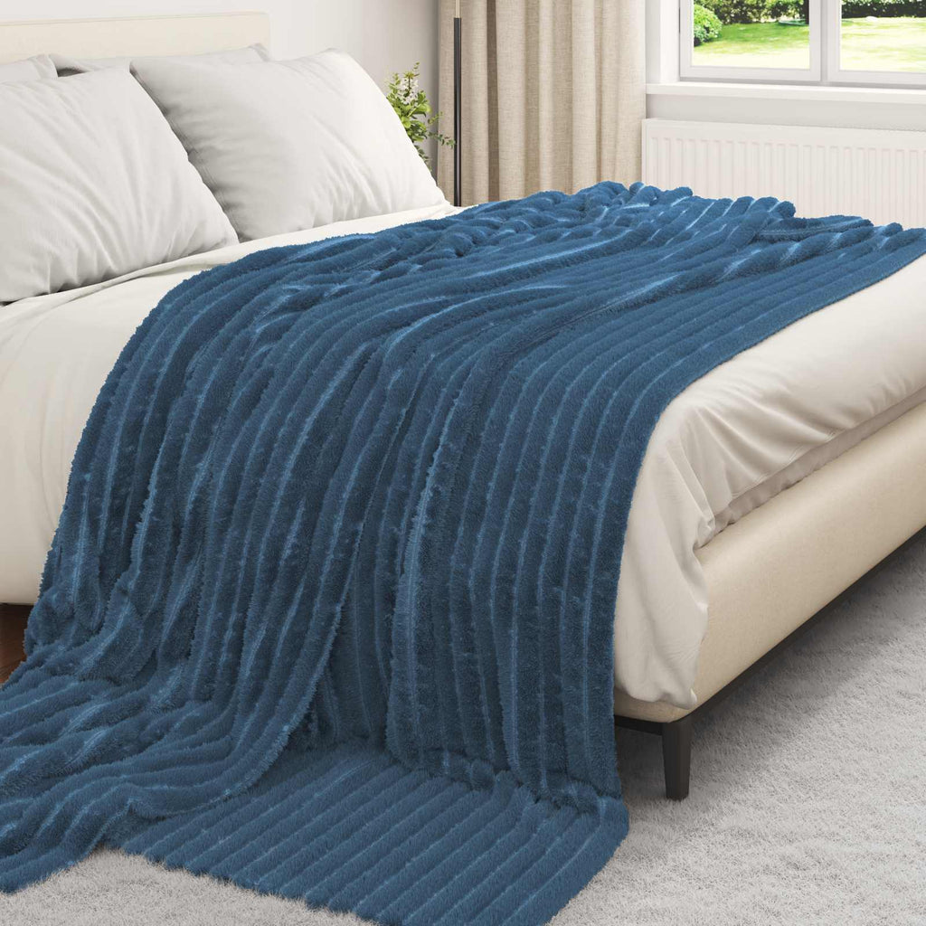 Überwurfdecke Marineblau 240 x 220 cm Fleece