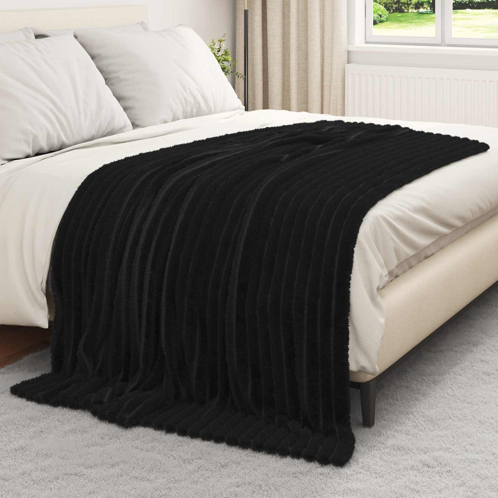 Überwurfdecke Schwarz 200 x 150 cm Fleece
