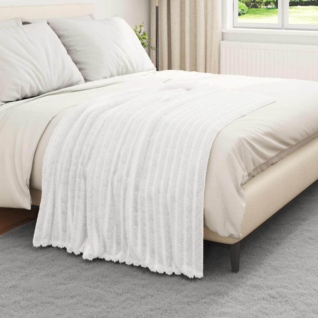 Überwurfdecke Weiß 150 x 130 cm Fleece