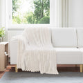 Überwurfdecke Creme 150 x 130 cm Fleece